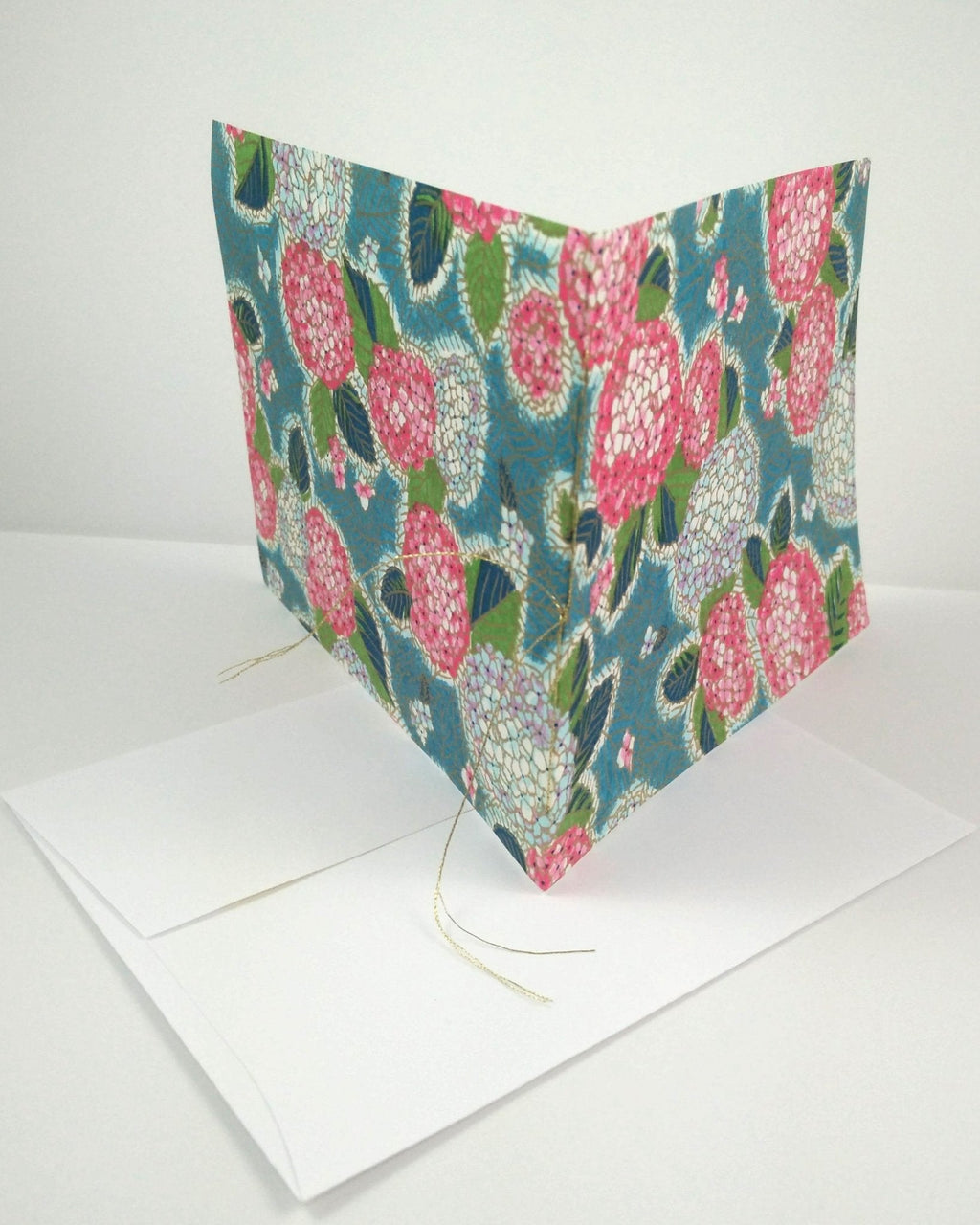 Handsewn Chiyogami Cotton Rag Blank Card | Spring Blossoms