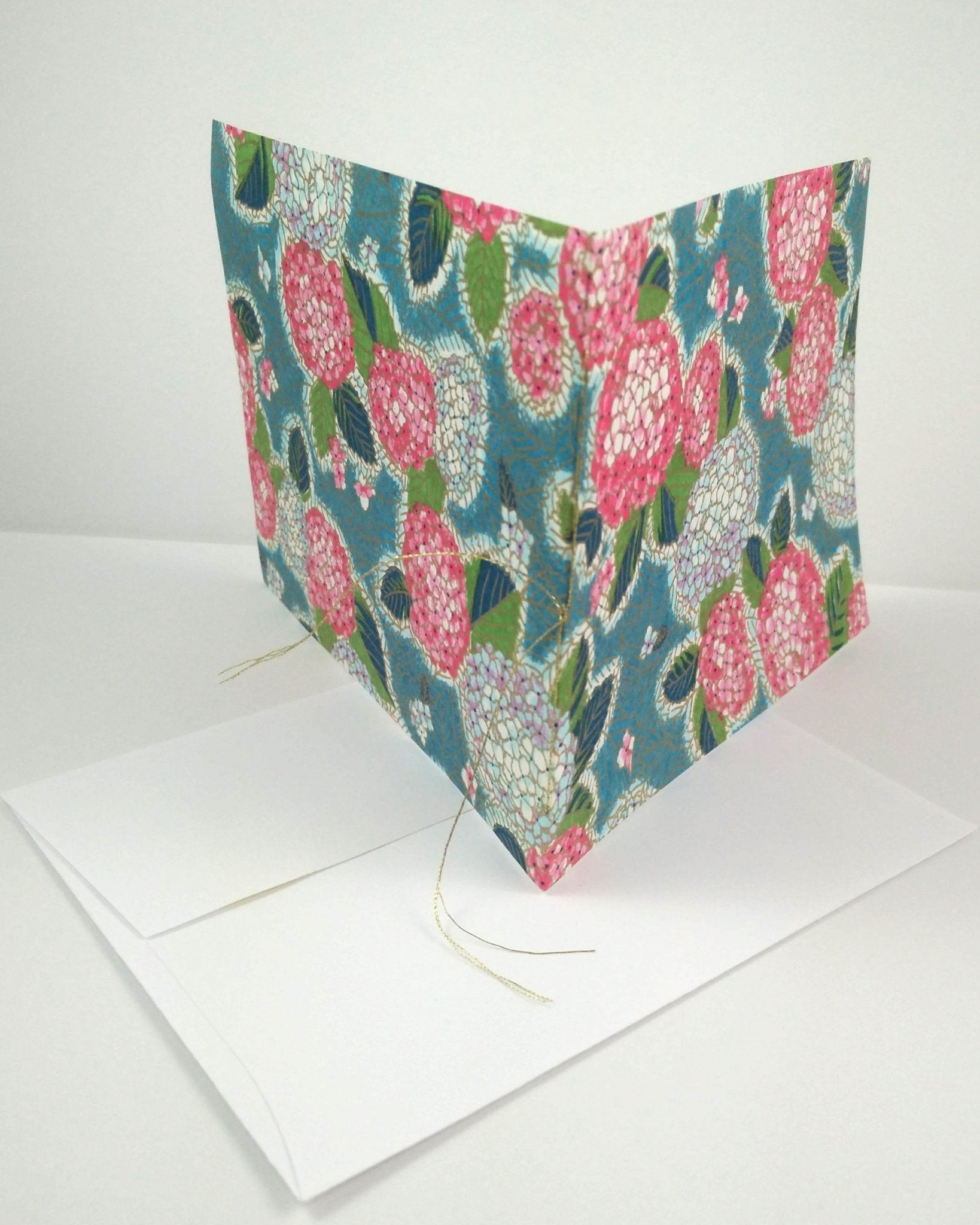 Handsewn Chiyogami Cotton Rag Blank Card | Spring Blossoms