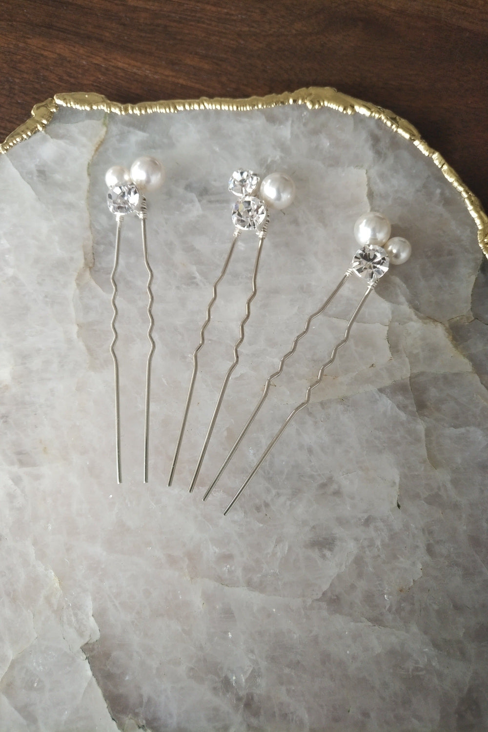 DAYNA Pearl & Crystal Wedding Hair Pins