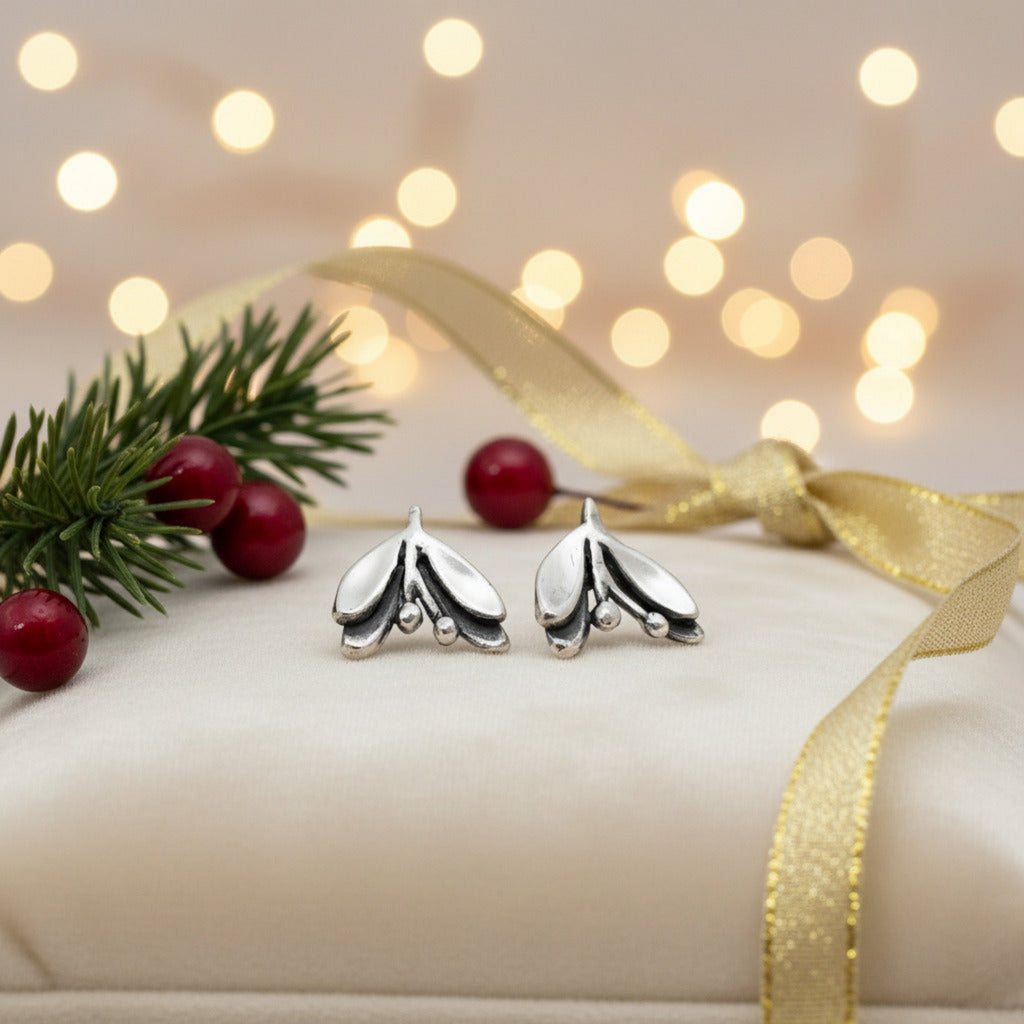 Kiss Under the Mistletoe Stud Earrings