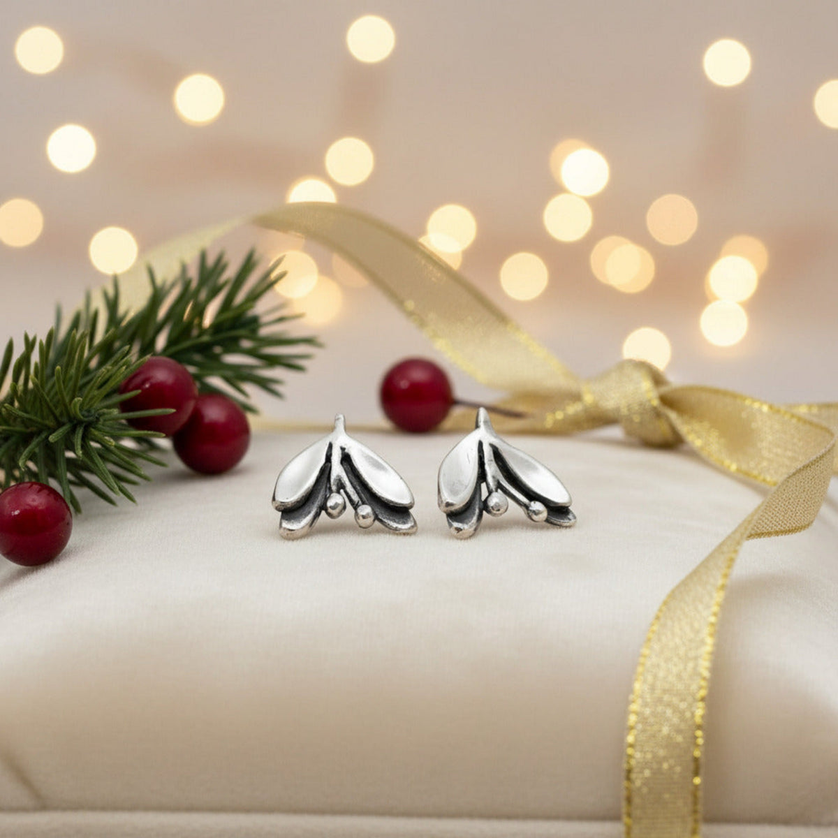 Kiss Under the Mistletoe Stud Earrings
