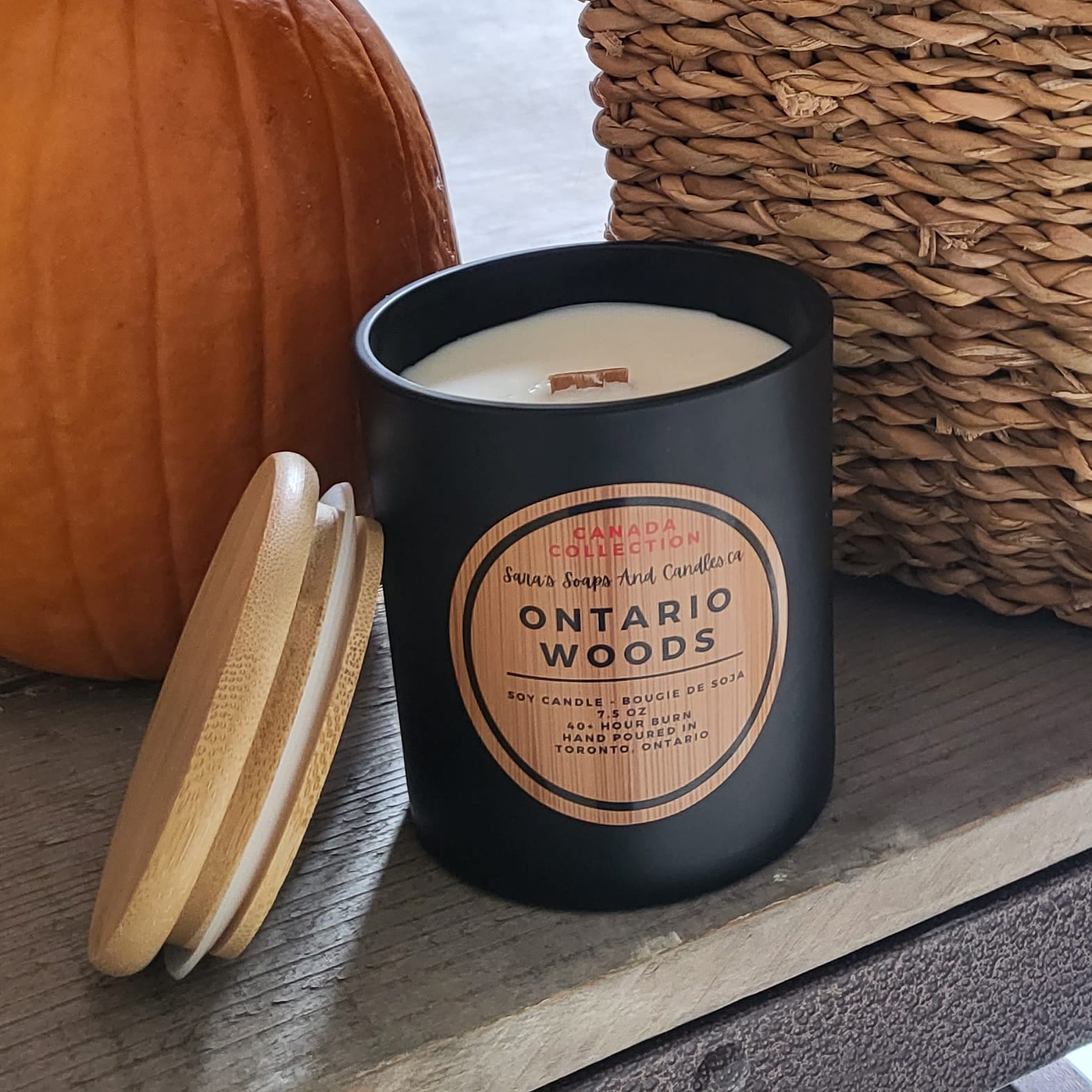 Ontario Woods:  wood wick soy candle 8oz