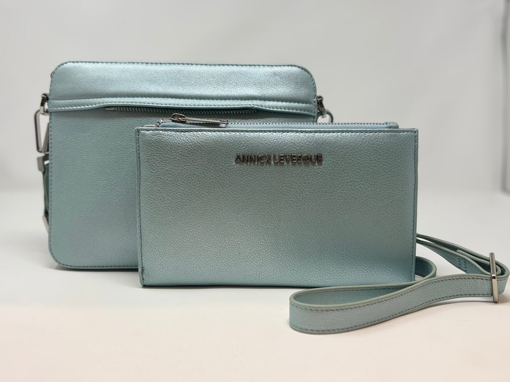 Small Crossbody Bag with Detachable Card Holder in Sky Blue | Kennedi