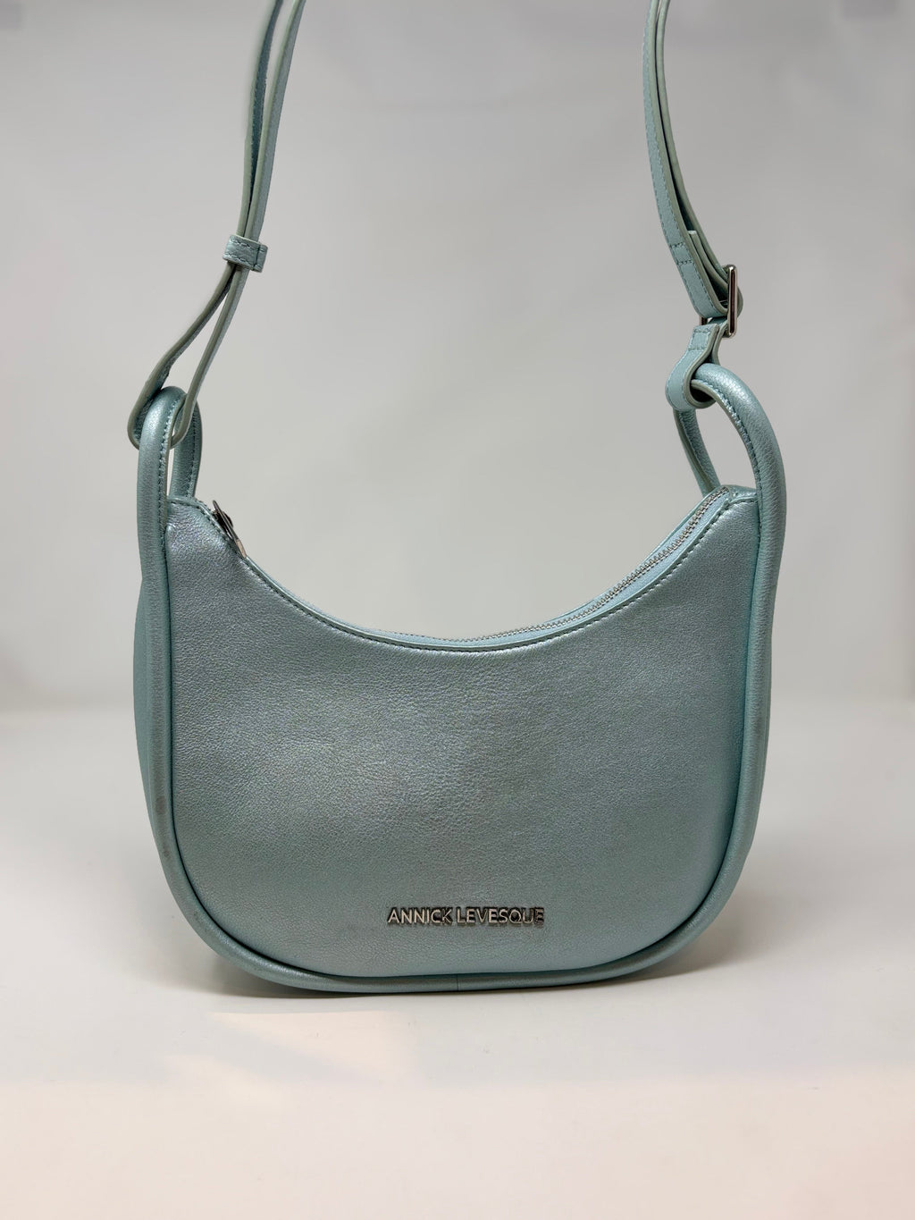 Petit Sac à Bandoulière en Cuir Bleu Céleste, Sabrina