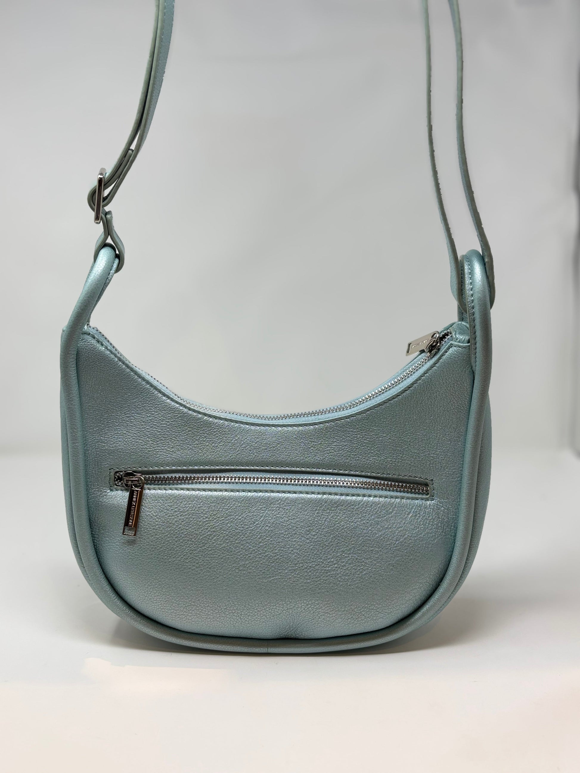 Petit Sac à Bandoulière en Cuir Bleu Céleste, Sabrina