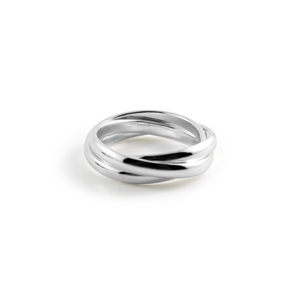 Bague trio de nœuds d'amour intemporels • Bague Trinity roulante en argent sterling