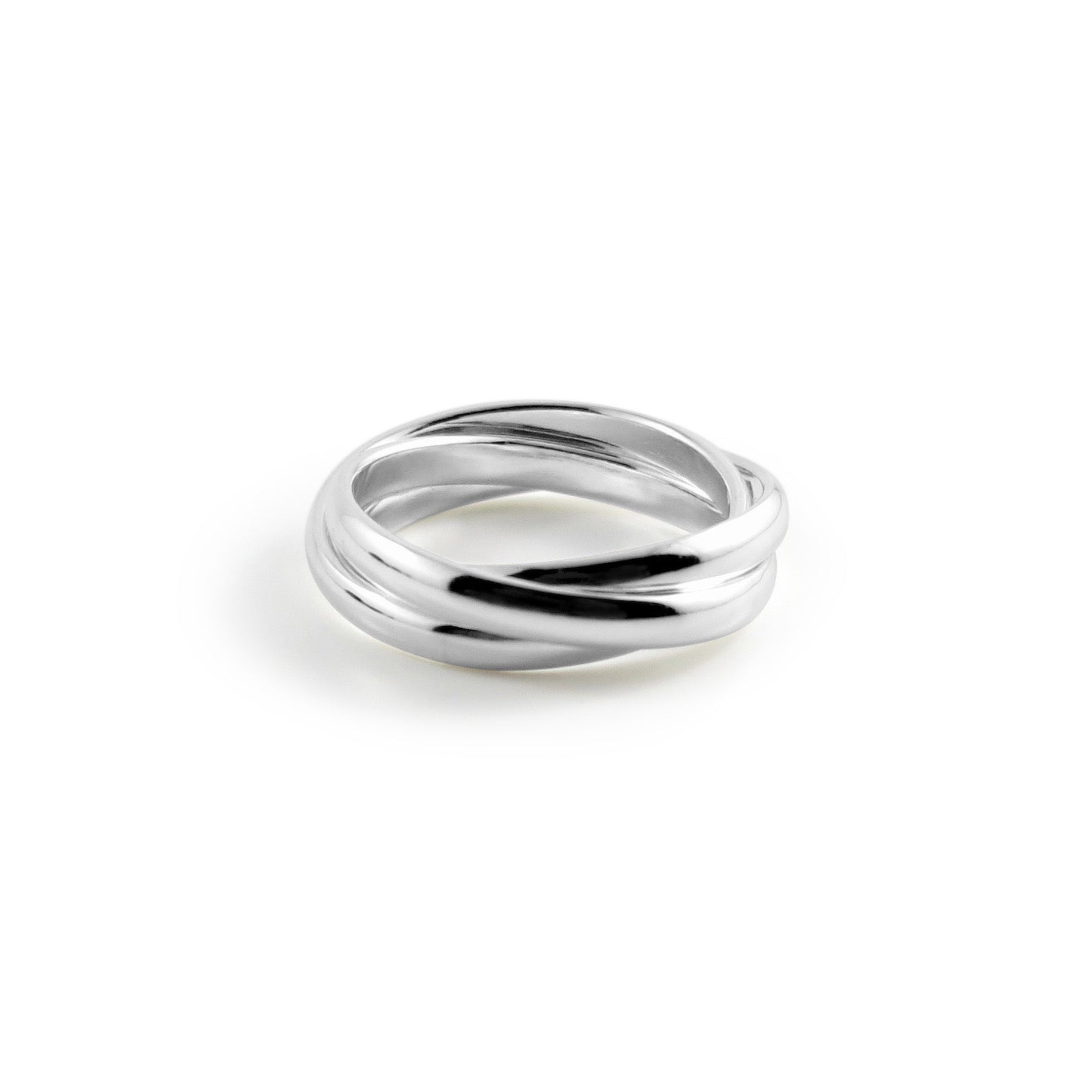 Bague trio de nœuds d'amour intemporels • Bague Trinity roulante en argent sterling
