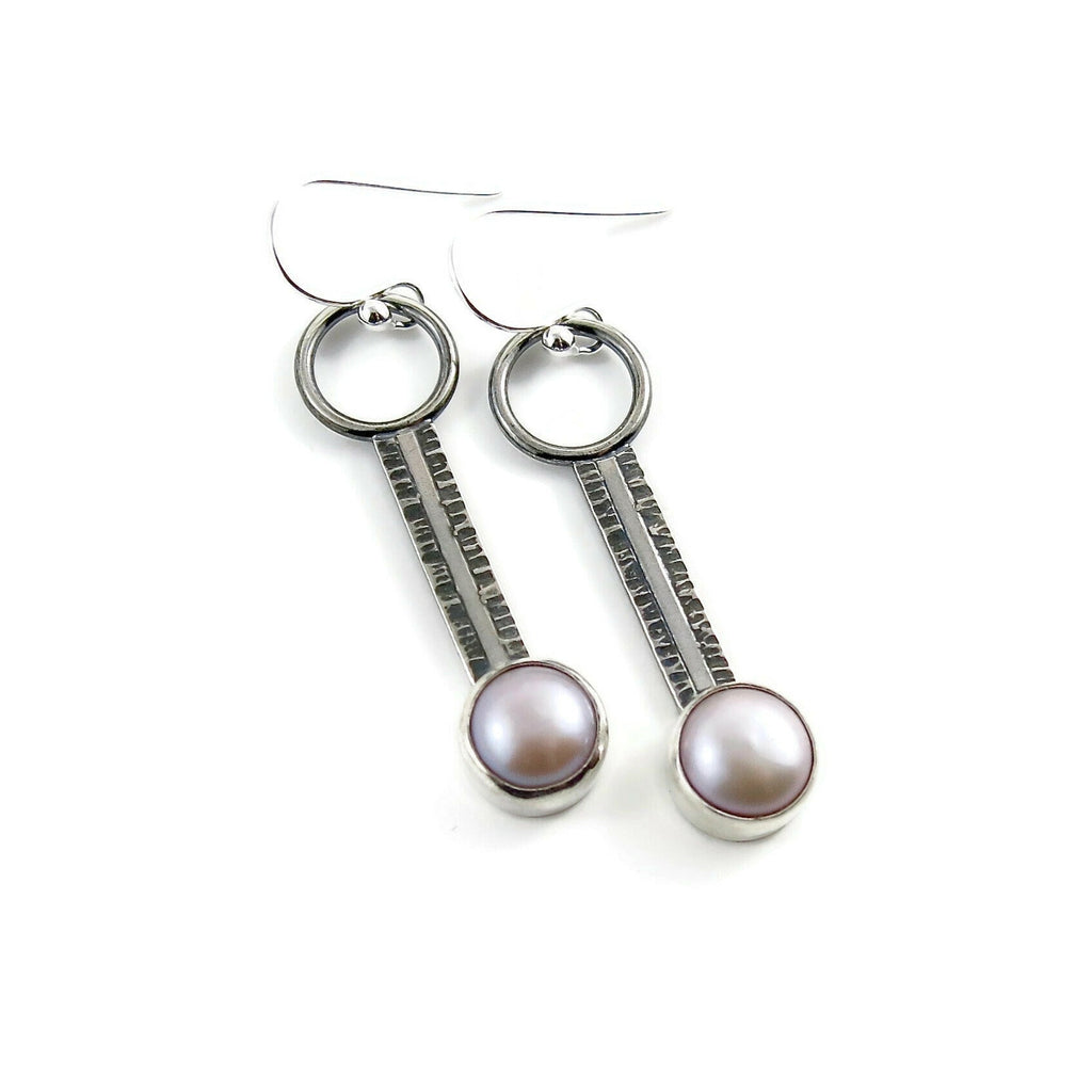 Boucles d'oreilles Pathways • Argent sterling et perles boutons roses