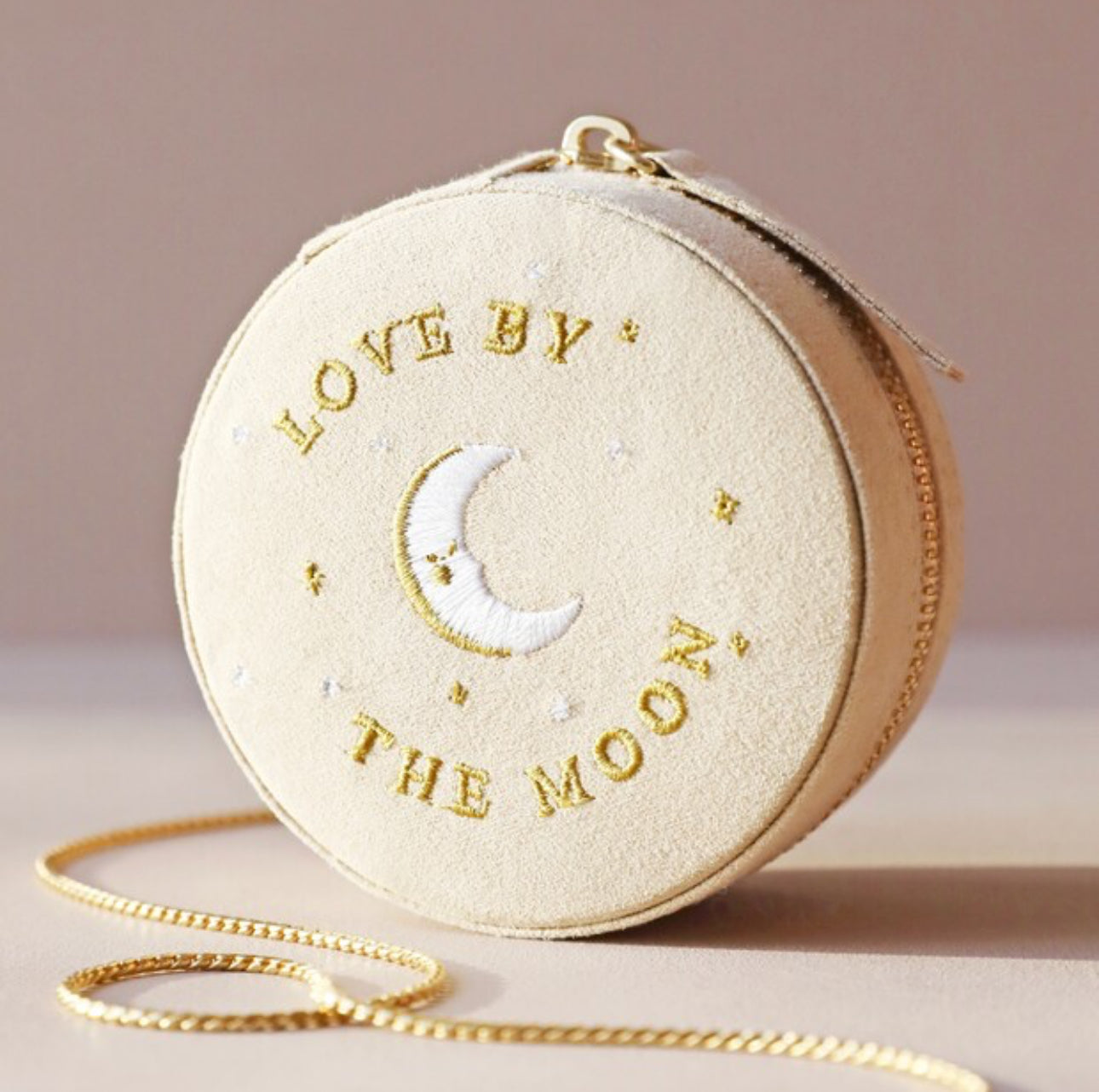 Celestial Sun and Moon Round Jewelry Case