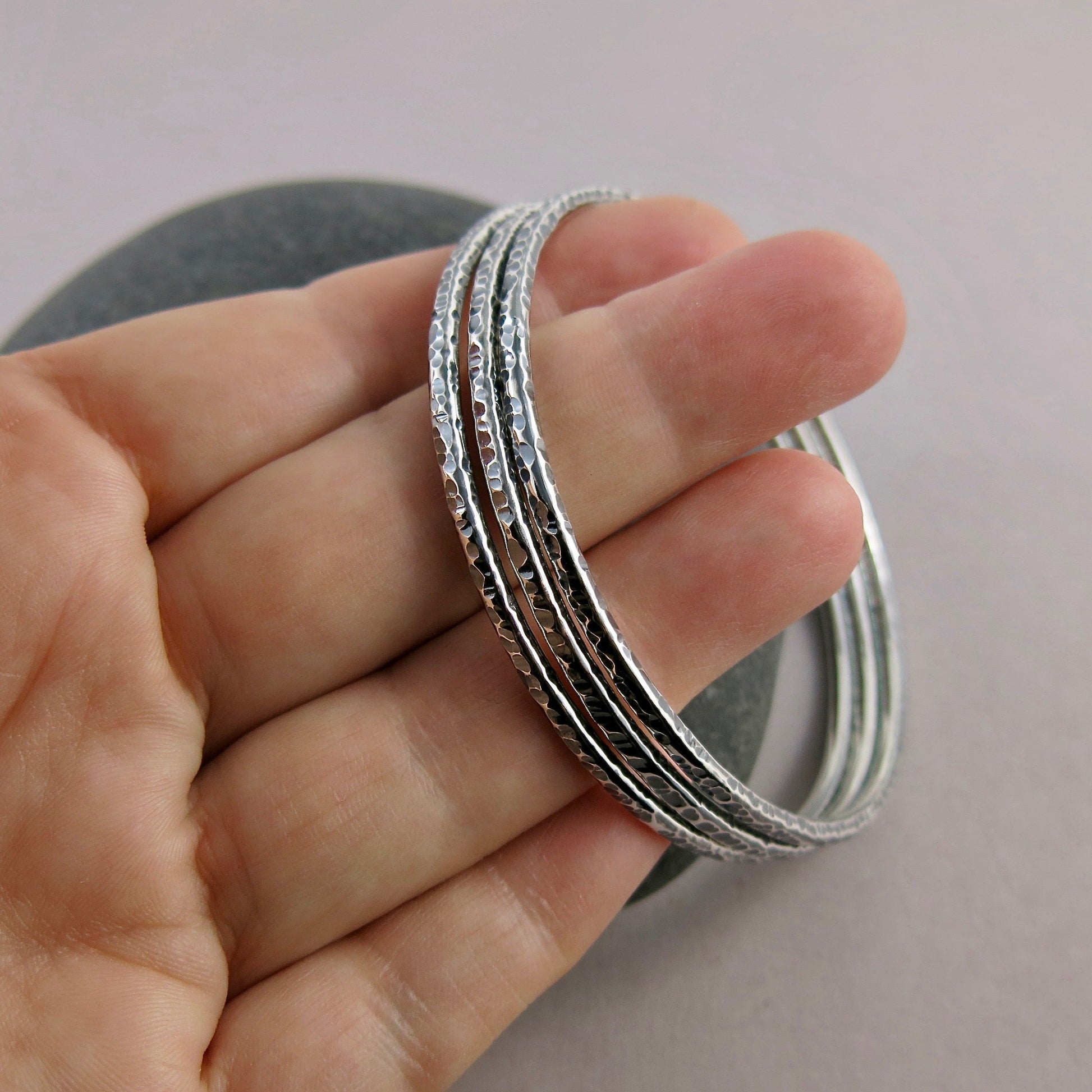 Bracelet texturé en écorce • Argent sterling