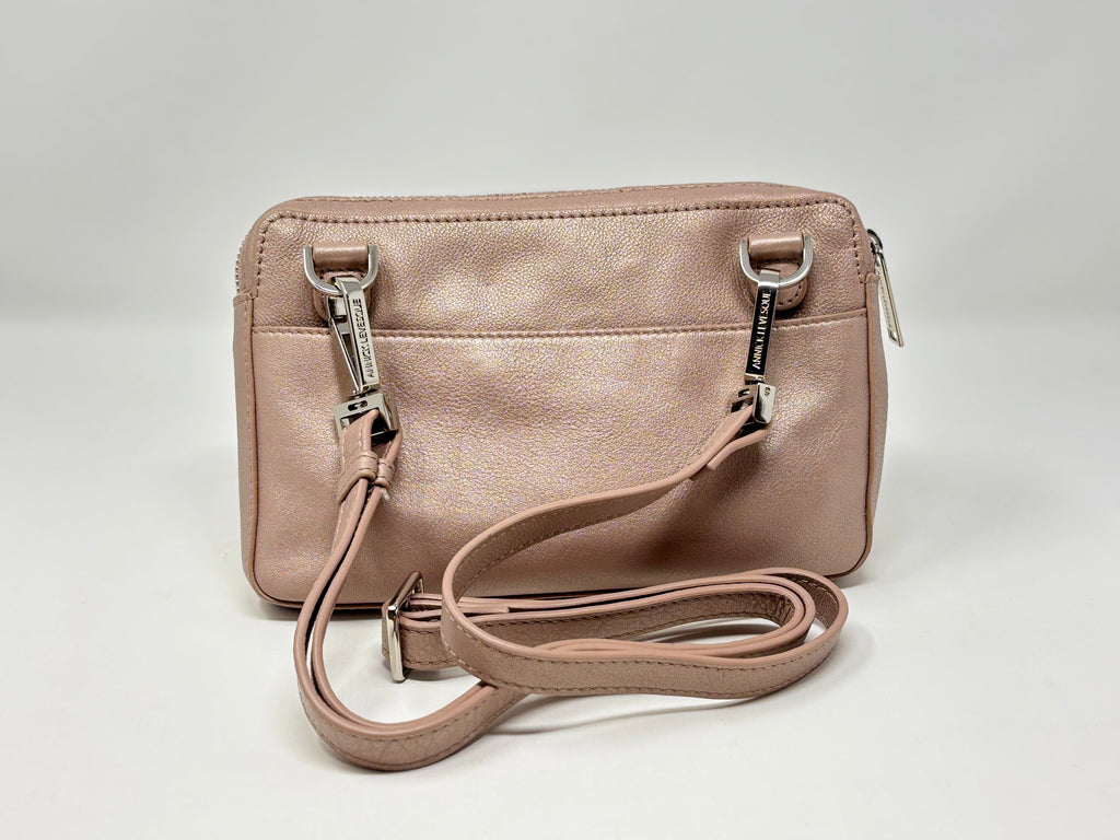 Petit sac bandoulière en Cuir Platine, Annie