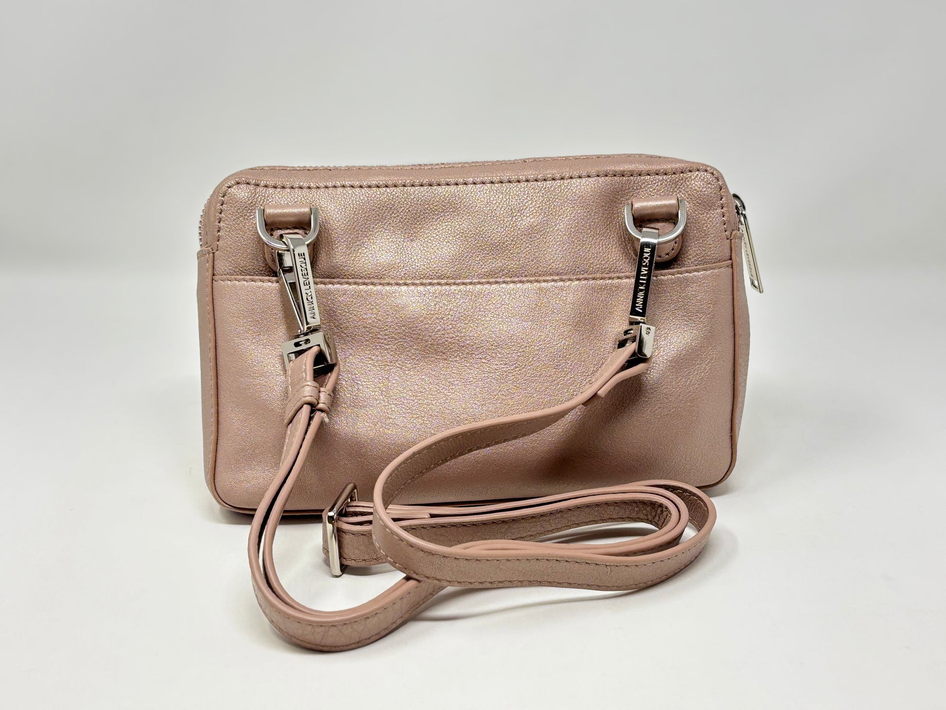 Petit sac bandoulière en Cuir Platine, Annie