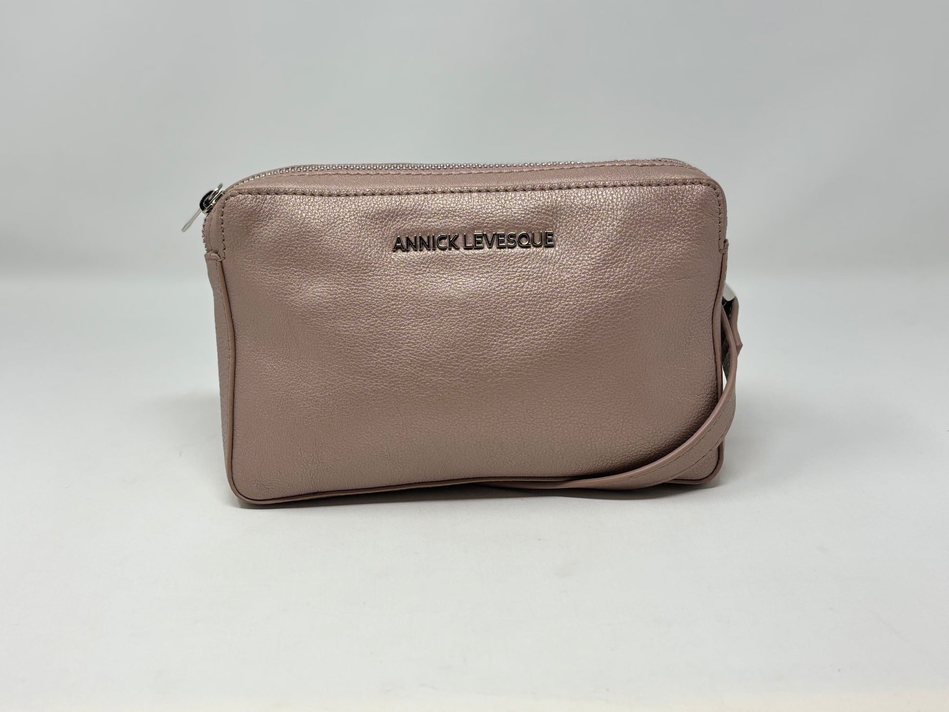 Petit sac bandoulière en Cuir Platine, Annie