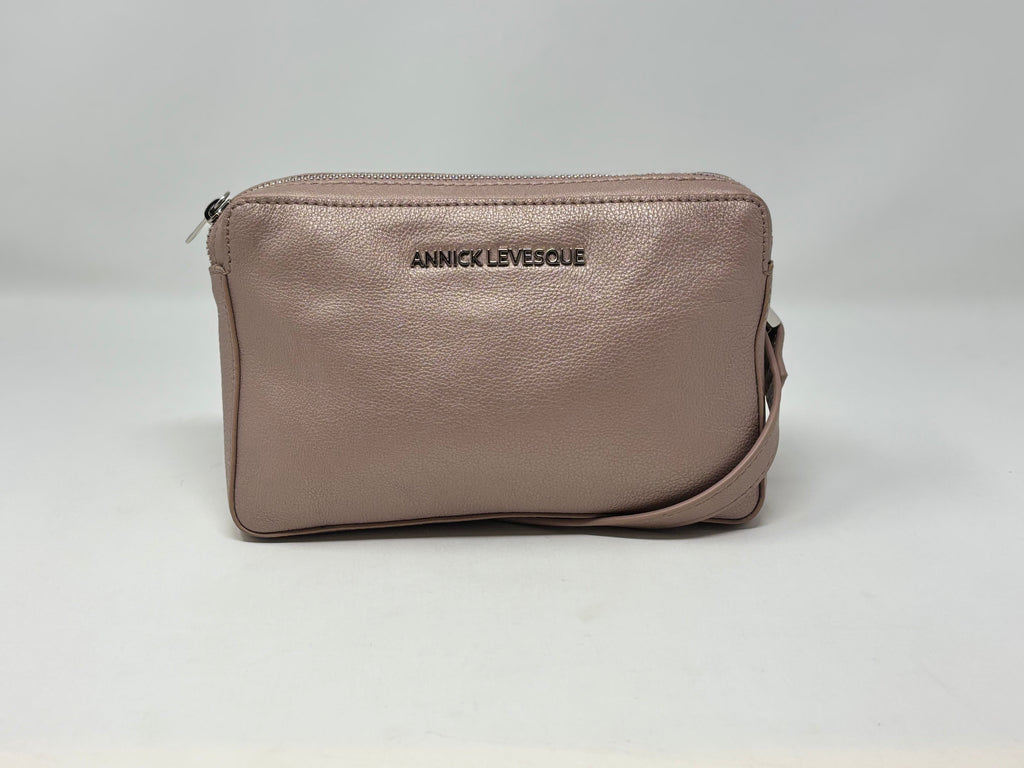Petit sac bandoulière en Cuir Platine, Annie