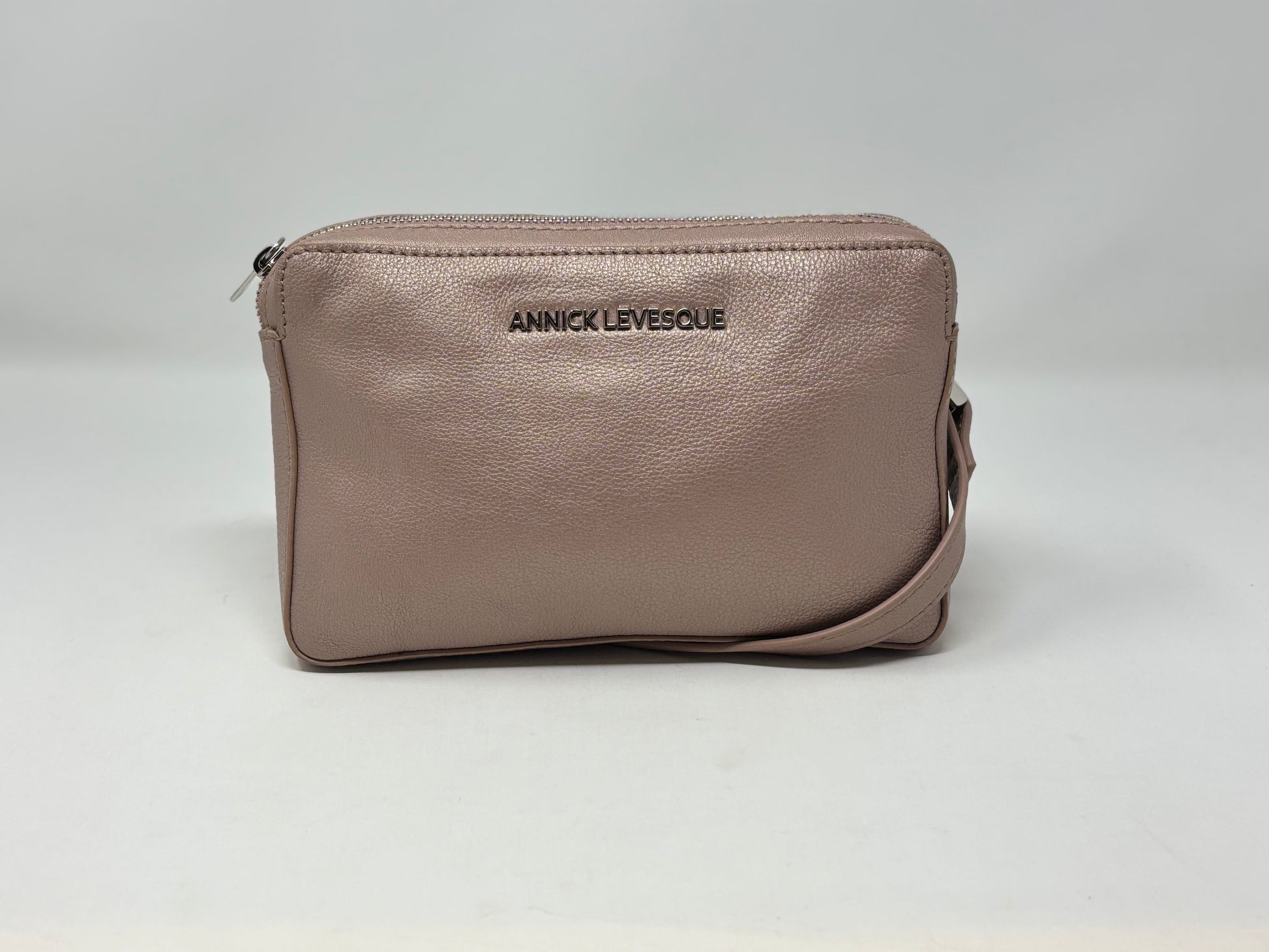 Petit sac bandoulière en Cuir Platine, Annie