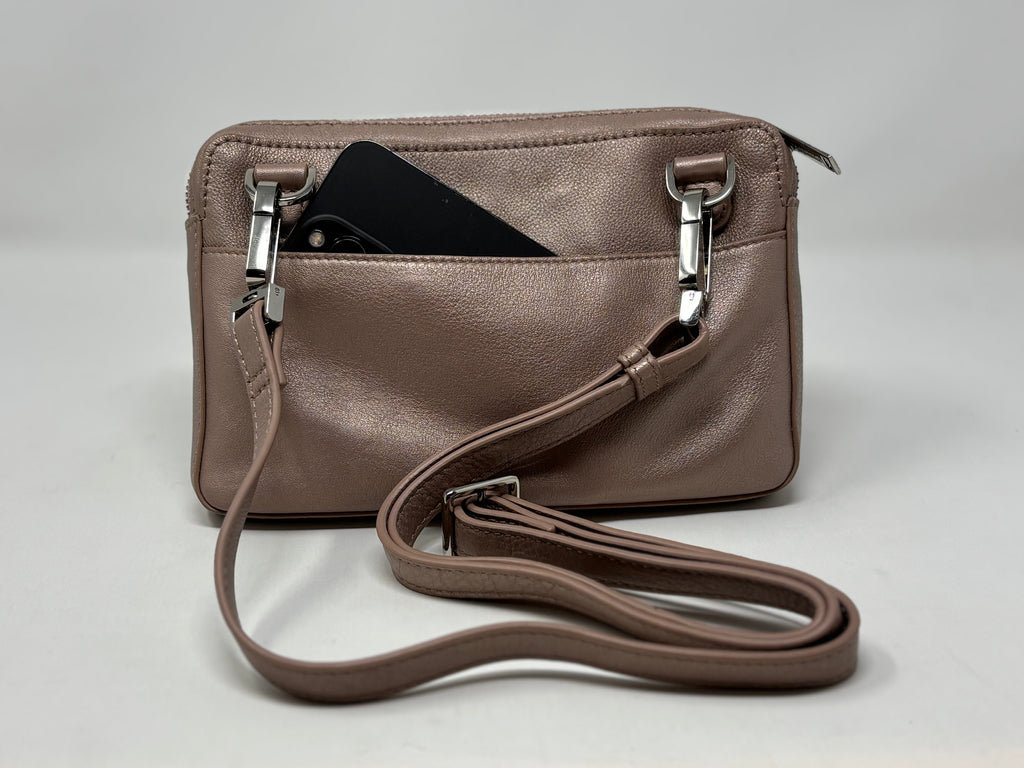 Petit sac bandoulière en Cuir Platine, Annie