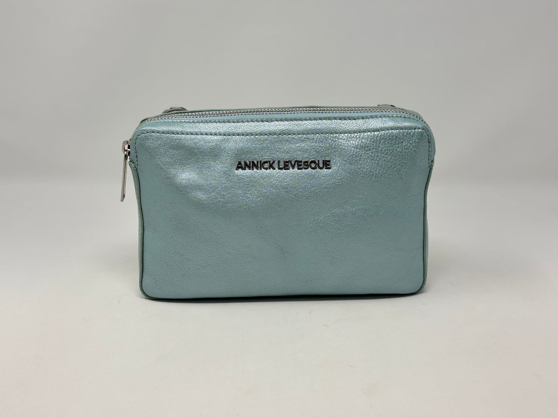 Petit sac bandoulière en Cuir Bleu céleste, Annie
