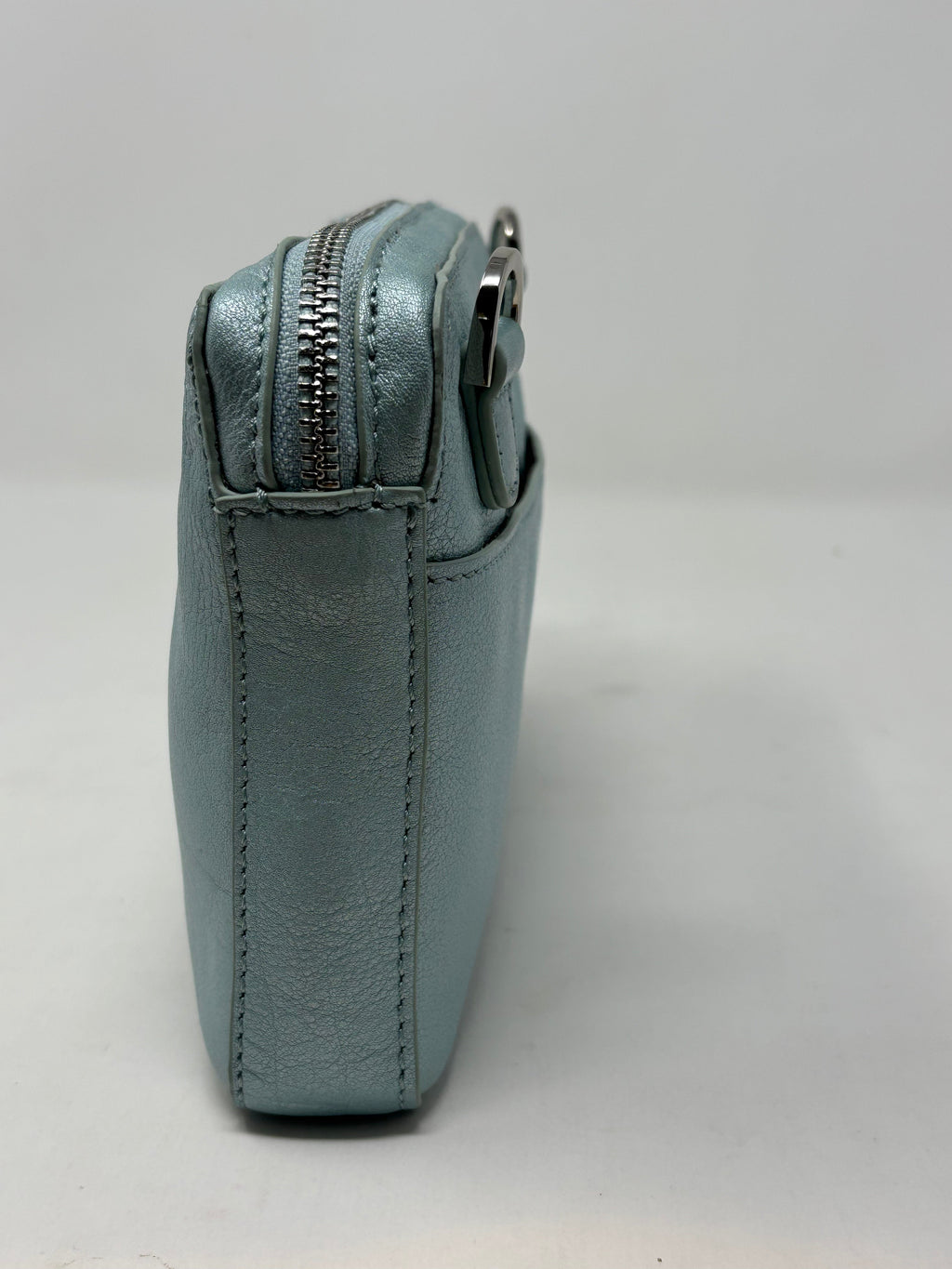 Petit sac bandoulière en Cuir Bleu céleste, Annie