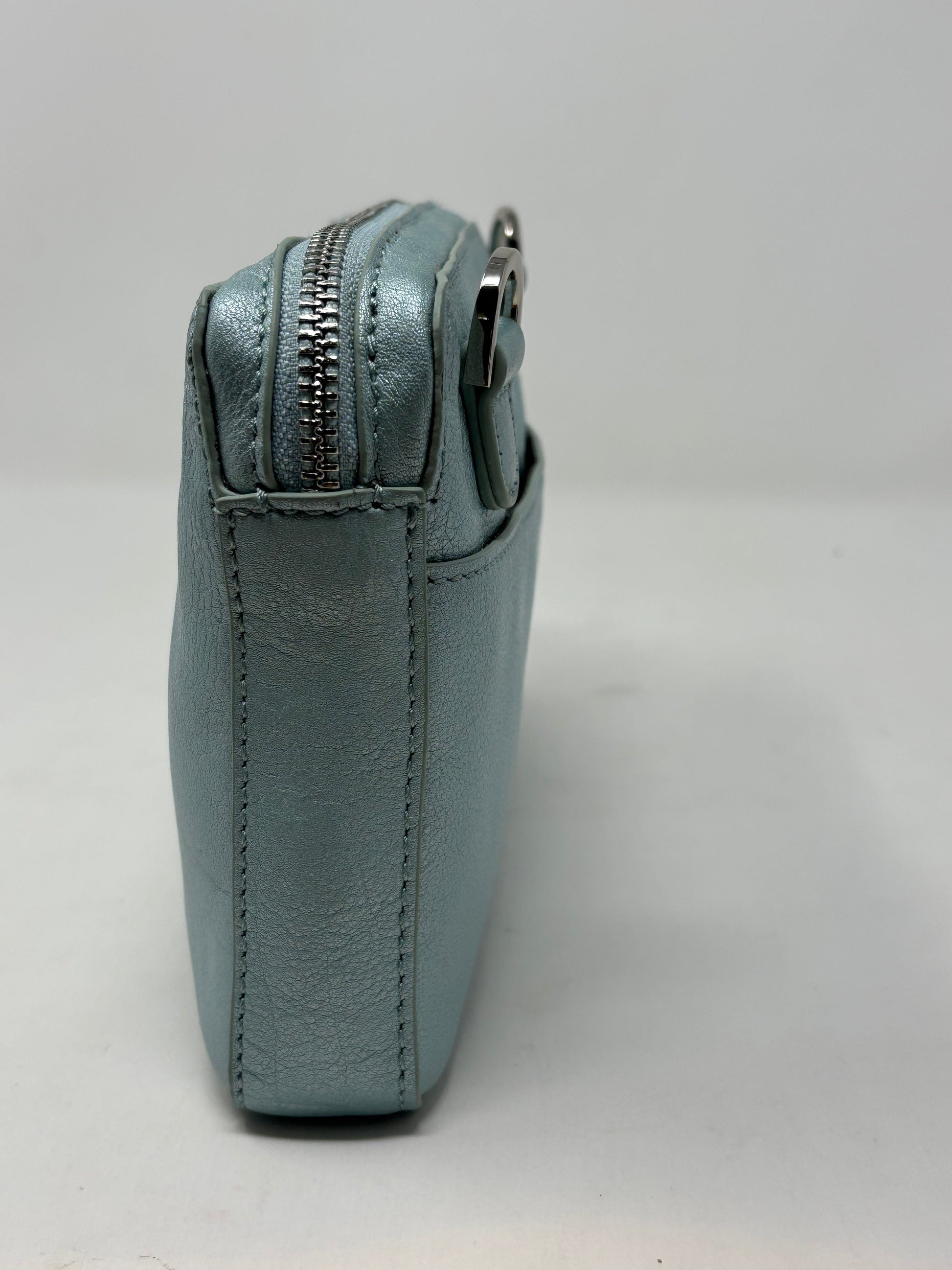 Petit sac bandoulière en Cuir Bleu céleste, Annie