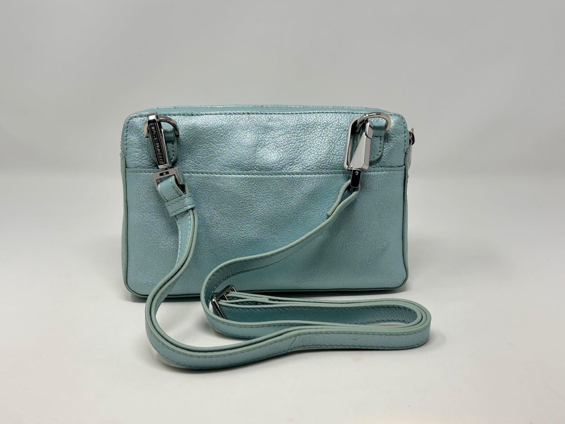 Petit sac bandoulière en Cuir Bleu céleste, Annie
