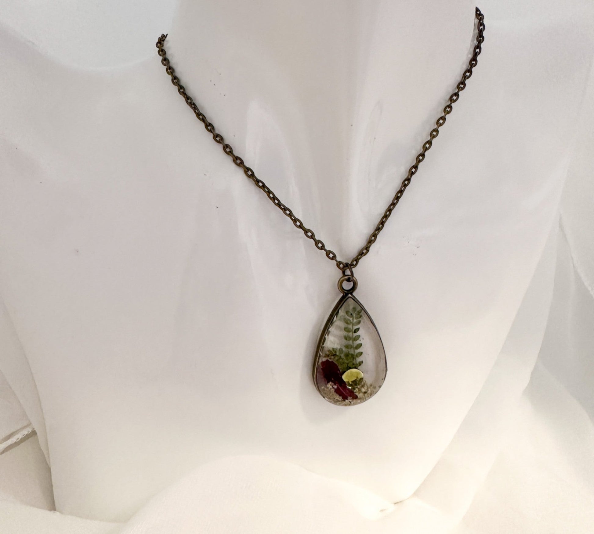 Birth Month Teardrop Pendant -  Custom Order Real Pressed Flower Jewelry