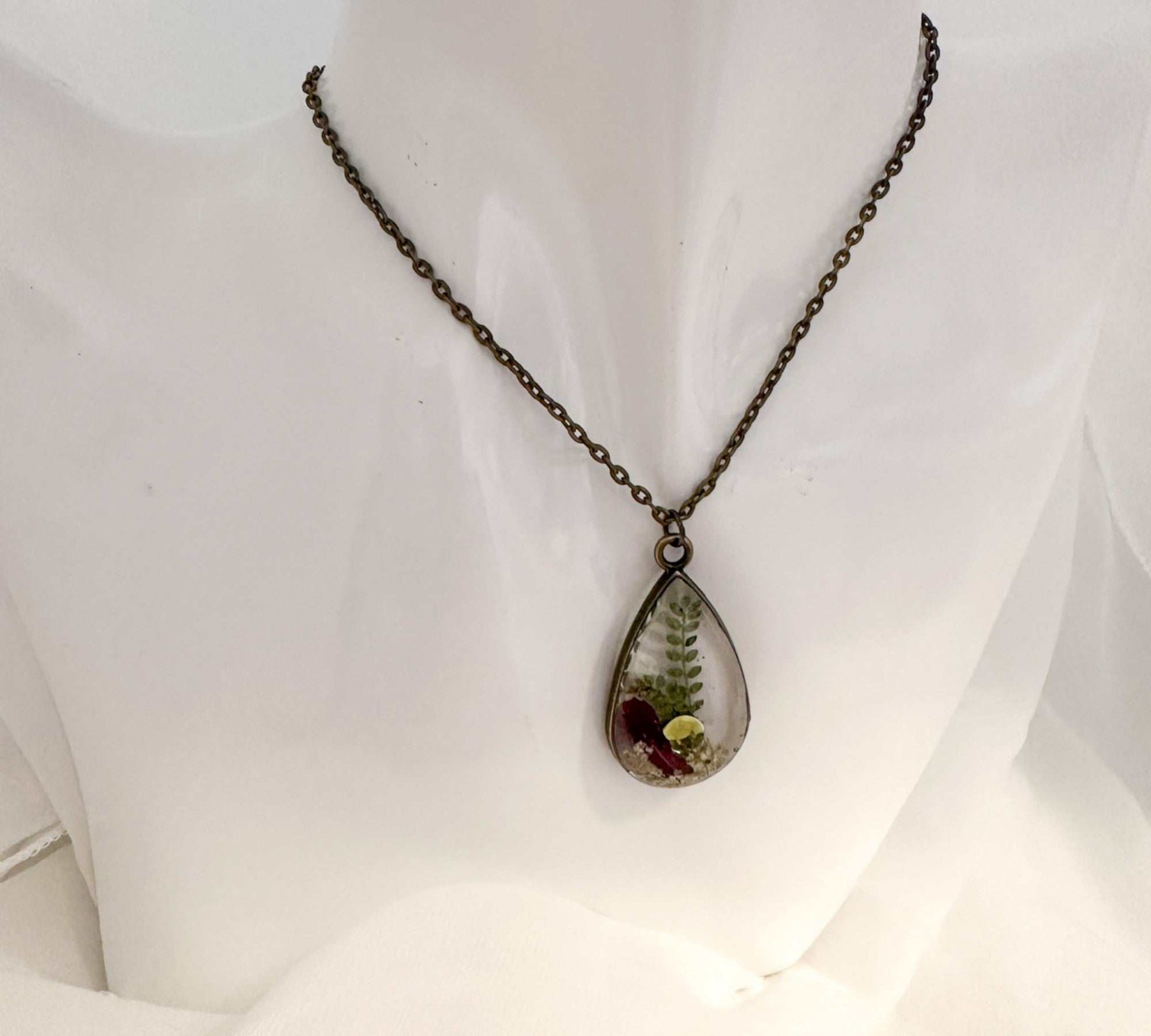 Birth Month Teardrop Pendant -  Custom Order Real Pressed Flower Jewelry
