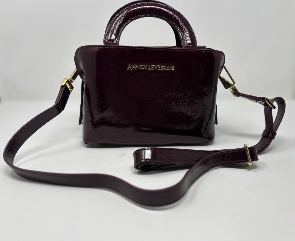 Two-in-One Burgundy Patent Leather Handbag | Clarence