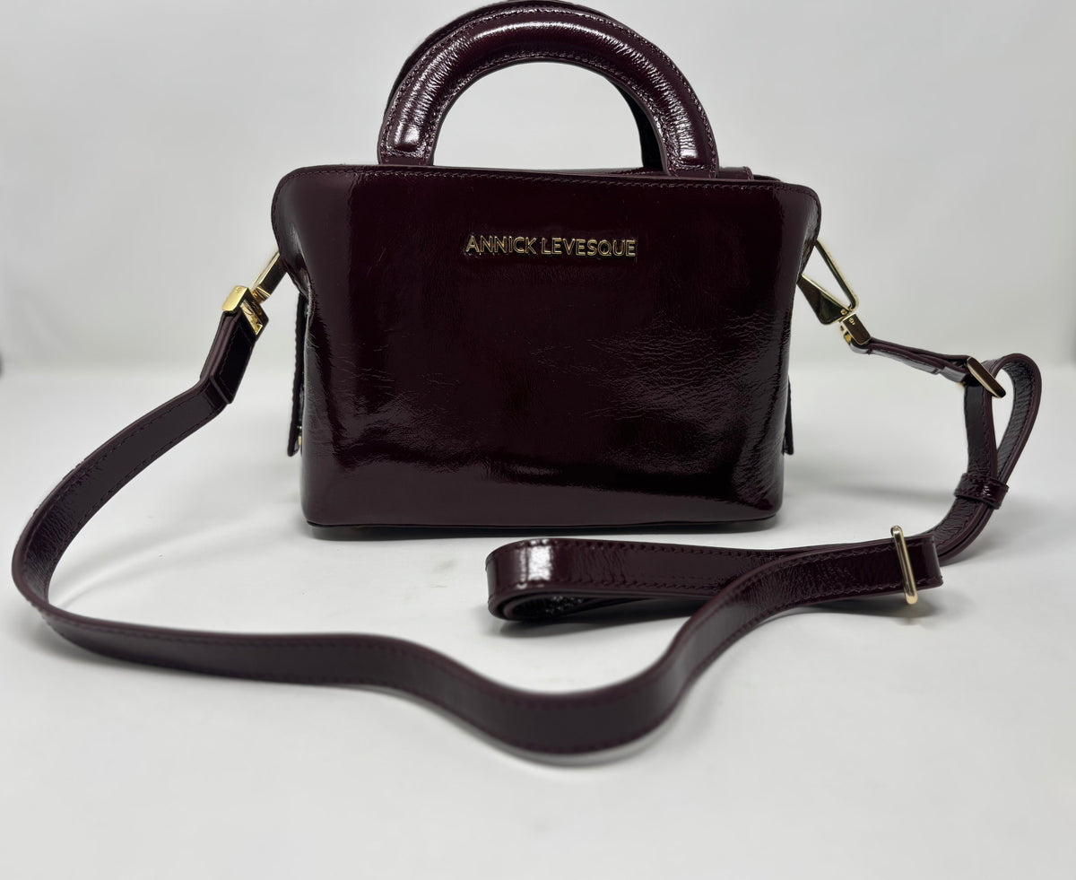 Two-in-One Burgundy Patent Leather Handbag | Clarence