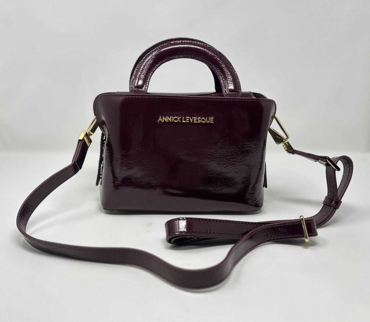 Two-in-One Burgundy Patent Leather Handbag | Clarence