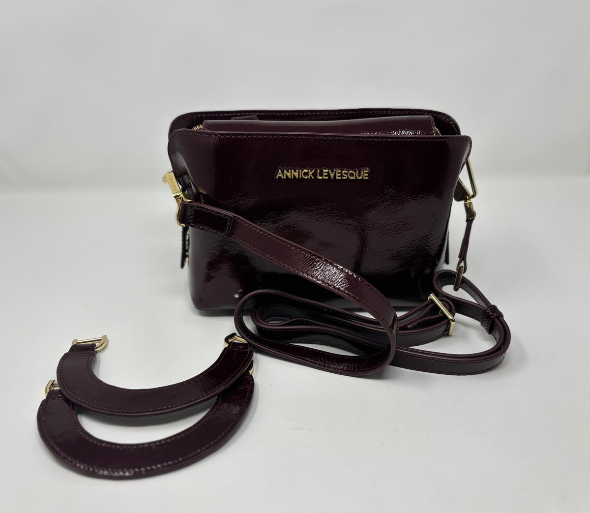 Two-in-One Burgundy Patent Leather Handbag | Clarence