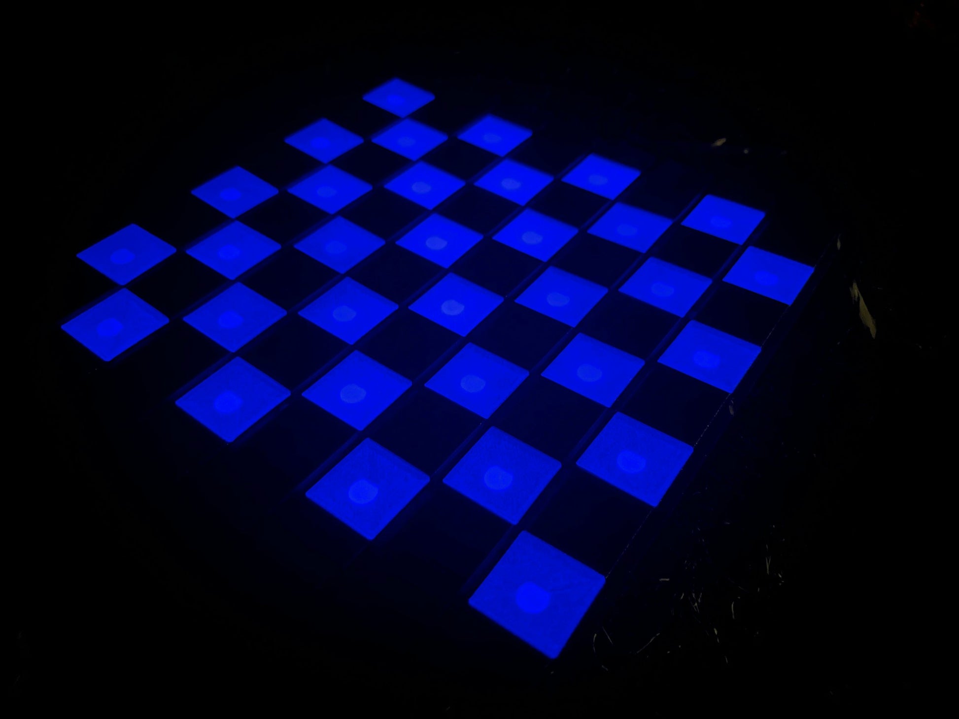 Shimmery Purple Wood Log Chess Board with Mushroom Chess Set Pieces and Acorn Checkers: Glow in the Dark portable chess game