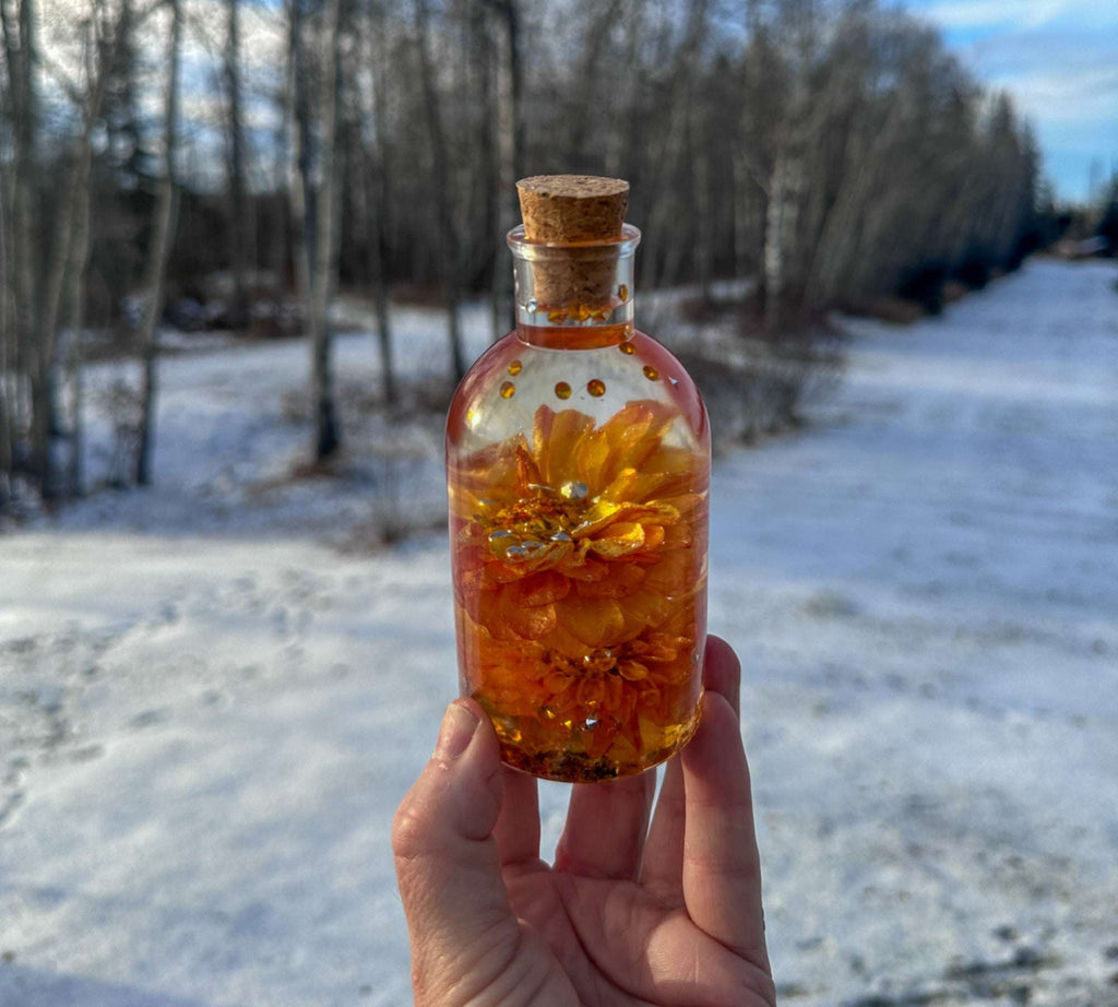 Les saisons en bouteille - Bouteilles en résine faites à la main avec de vraies fleurs