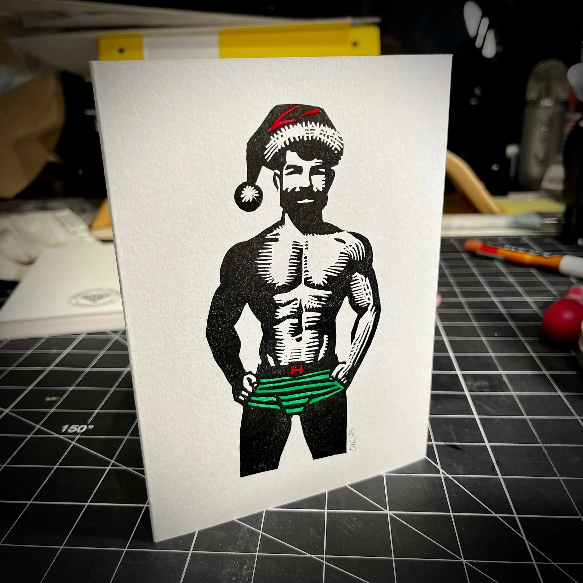 Hoe Hoe Hoe Holiday Card | LINOCUT CARD