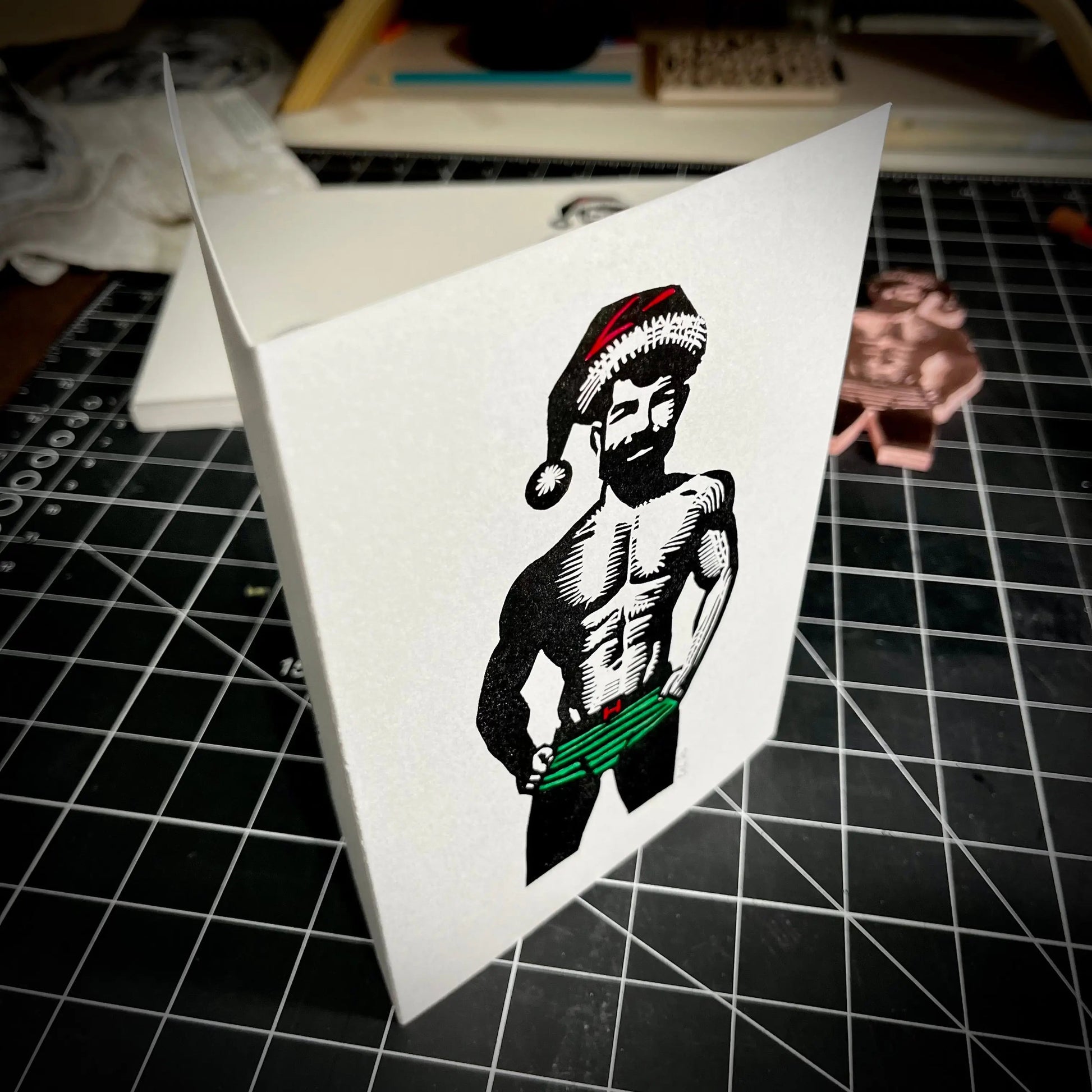 Hoe Hoe Hoe Holiday Card | LINOCUT CARD