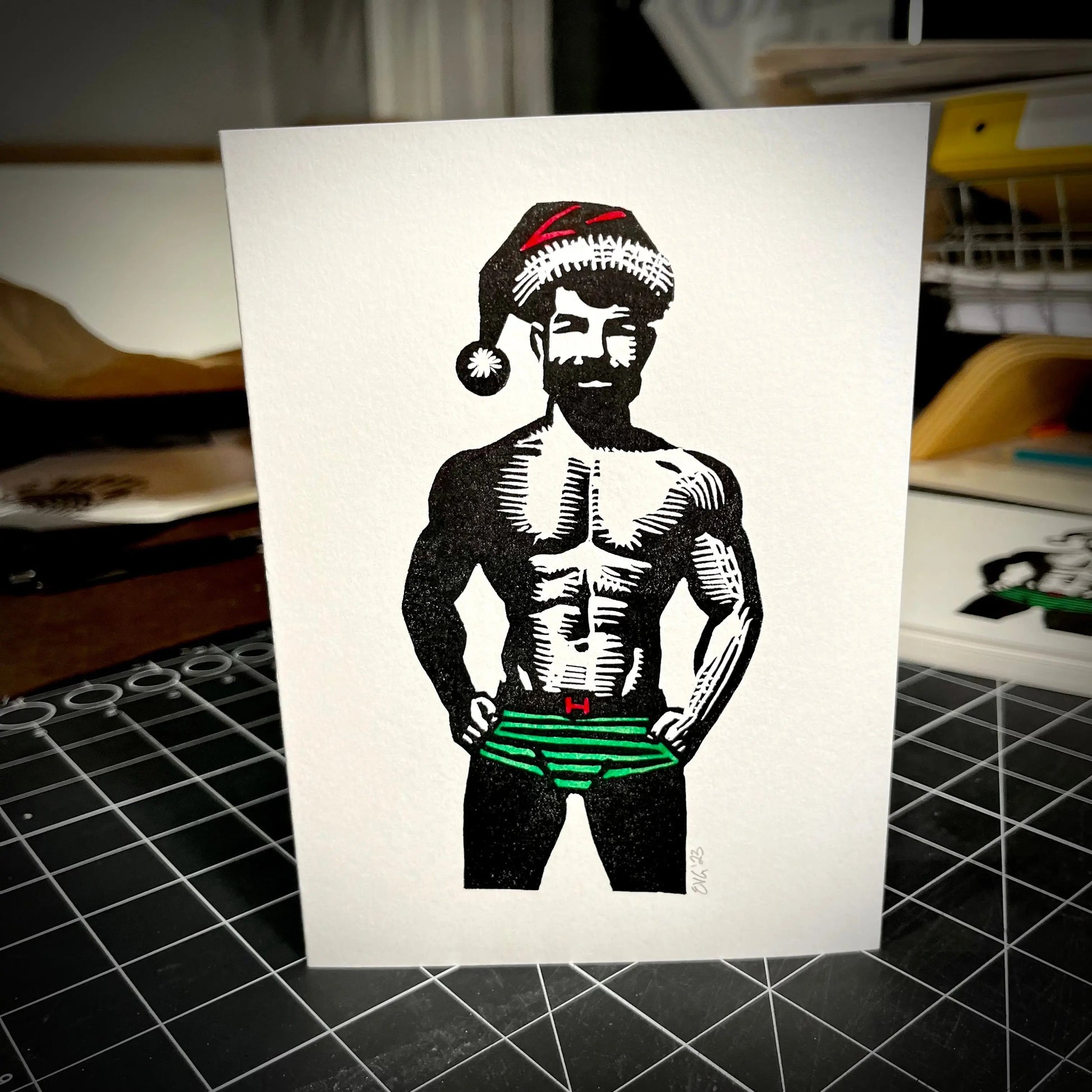 Hoe Hoe Hoe Holiday Card | LINOCUT CARD