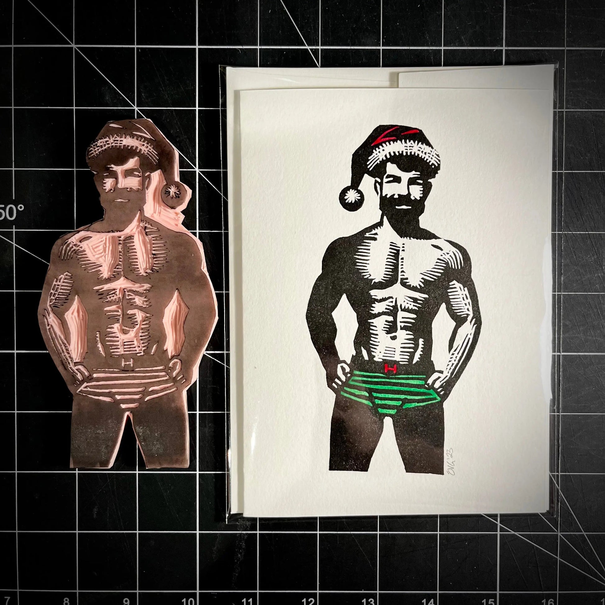 Hoe Hoe Hoe Holiday Card | LINOCUT CARD