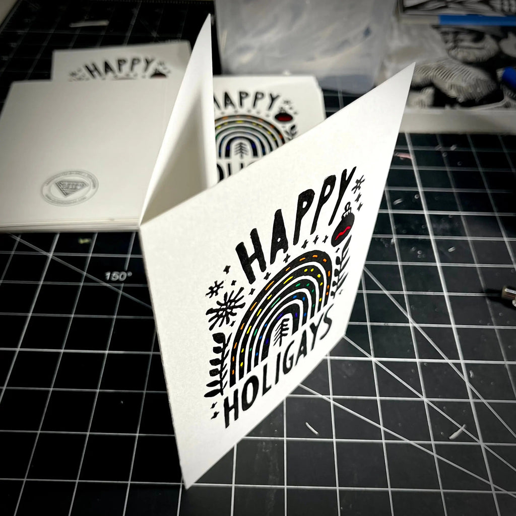Happy Holigays Holiday Card | LINOCUT CARD
