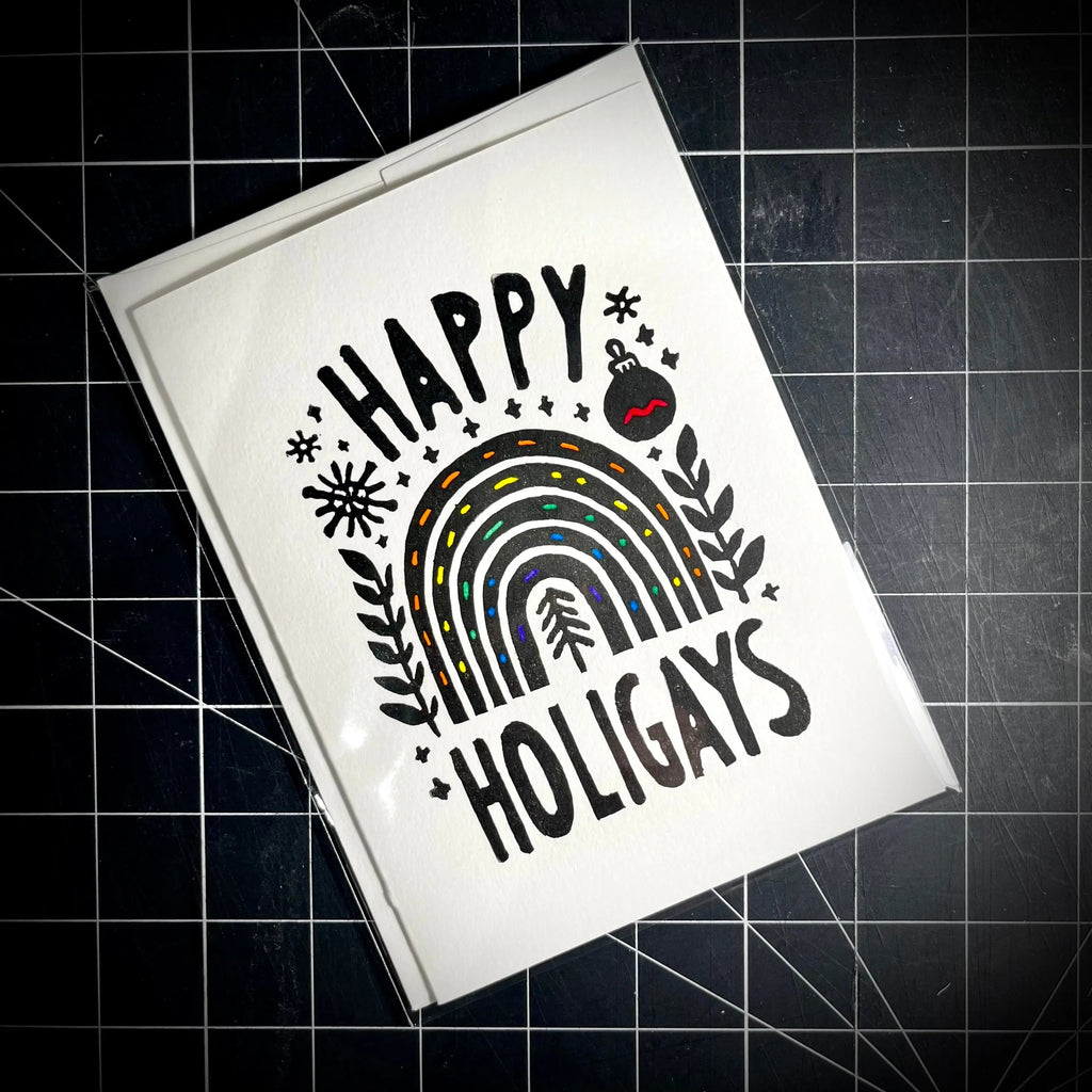 Happy Holigays Holiday Card | LINOCUT CARD