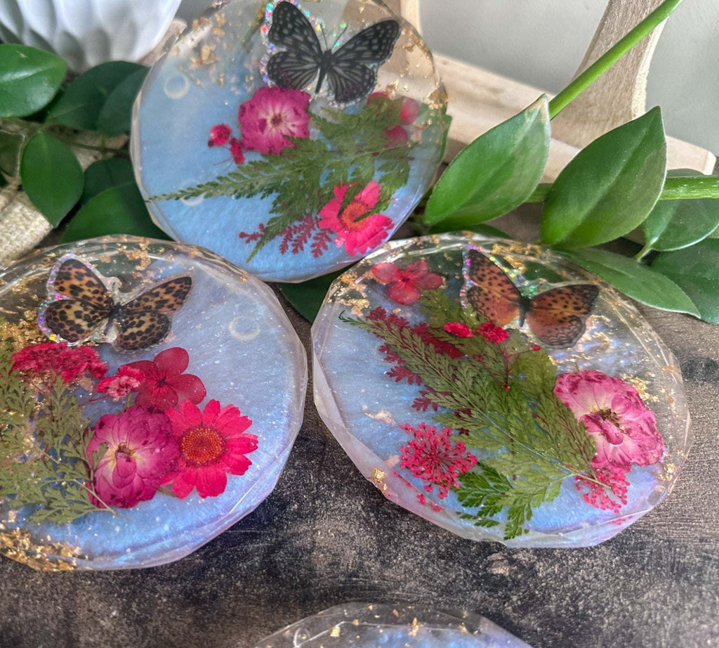 Dessous de verre Jardin des Papillons - Dessous de verre en résine faits main inspirés de la nature