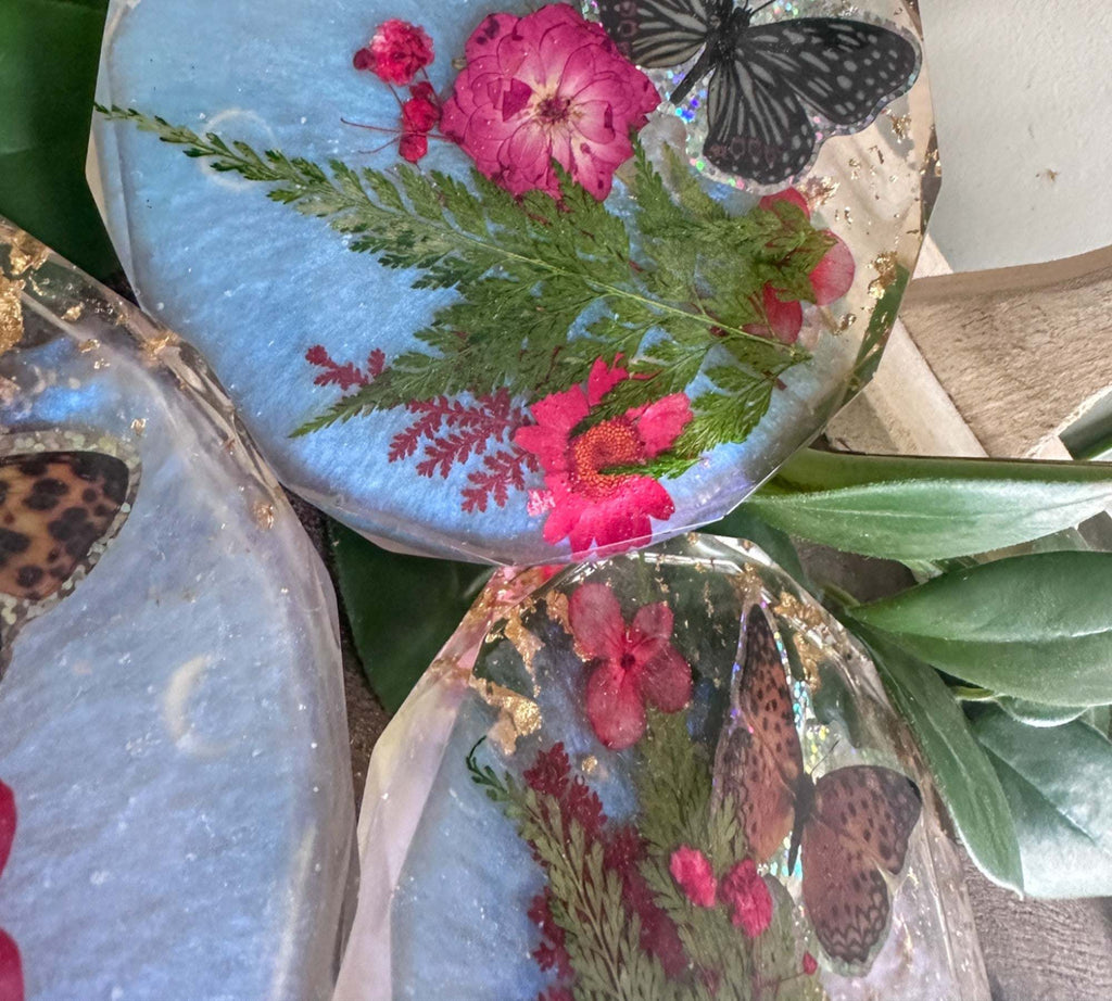 Dessous de verre Jardin des Papillons - Dessous de verre en résine faits main inspirés de la nature