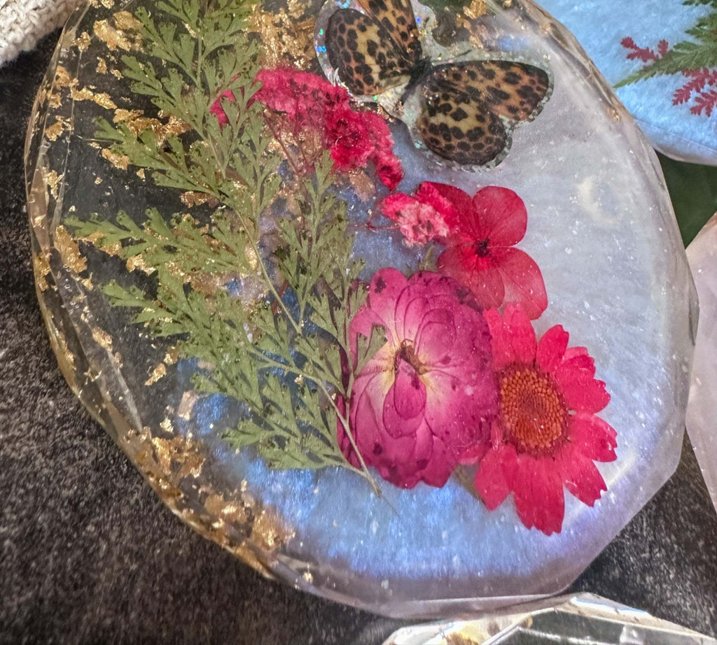 Dessous de verre Jardin des Papillons - Dessous de verre en résine faits main inspirés de la nature