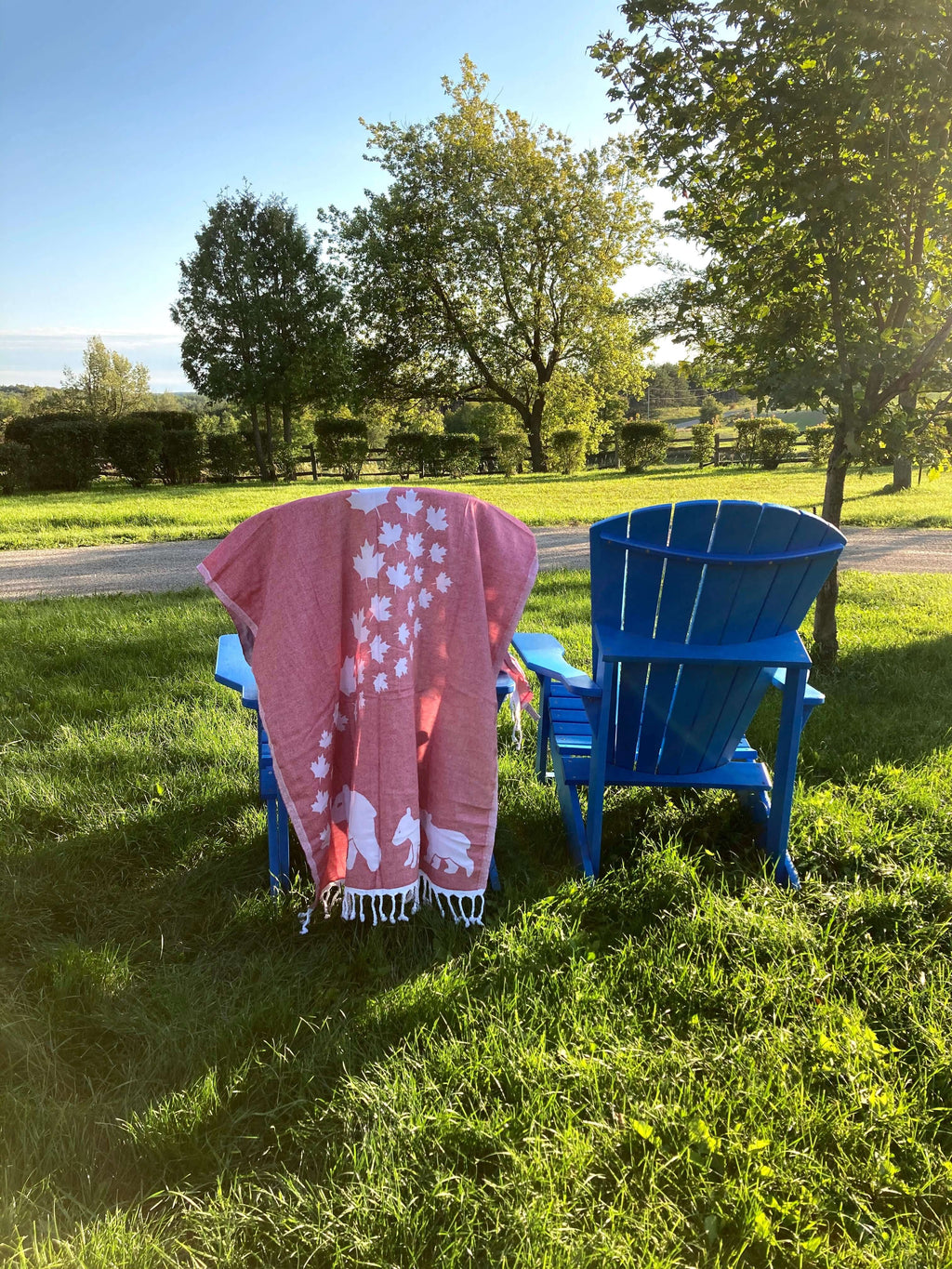 Everyday Luxury Turkish Body Towel in Red & White Canadian Bears