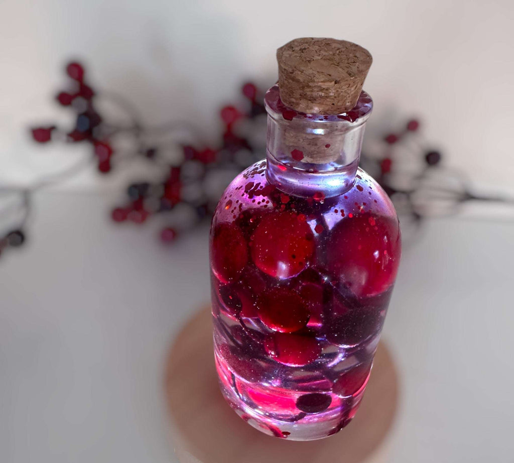 Magie des baies dans une bouteille - Décoration artisanale aux baies rouges pétillantes avec lumière
