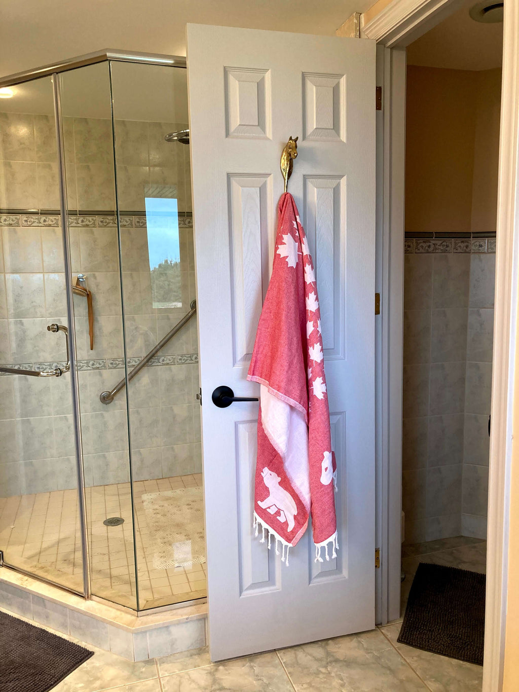 Everyday Luxury Turkish Body Towel in Red & White Canadian Bears
