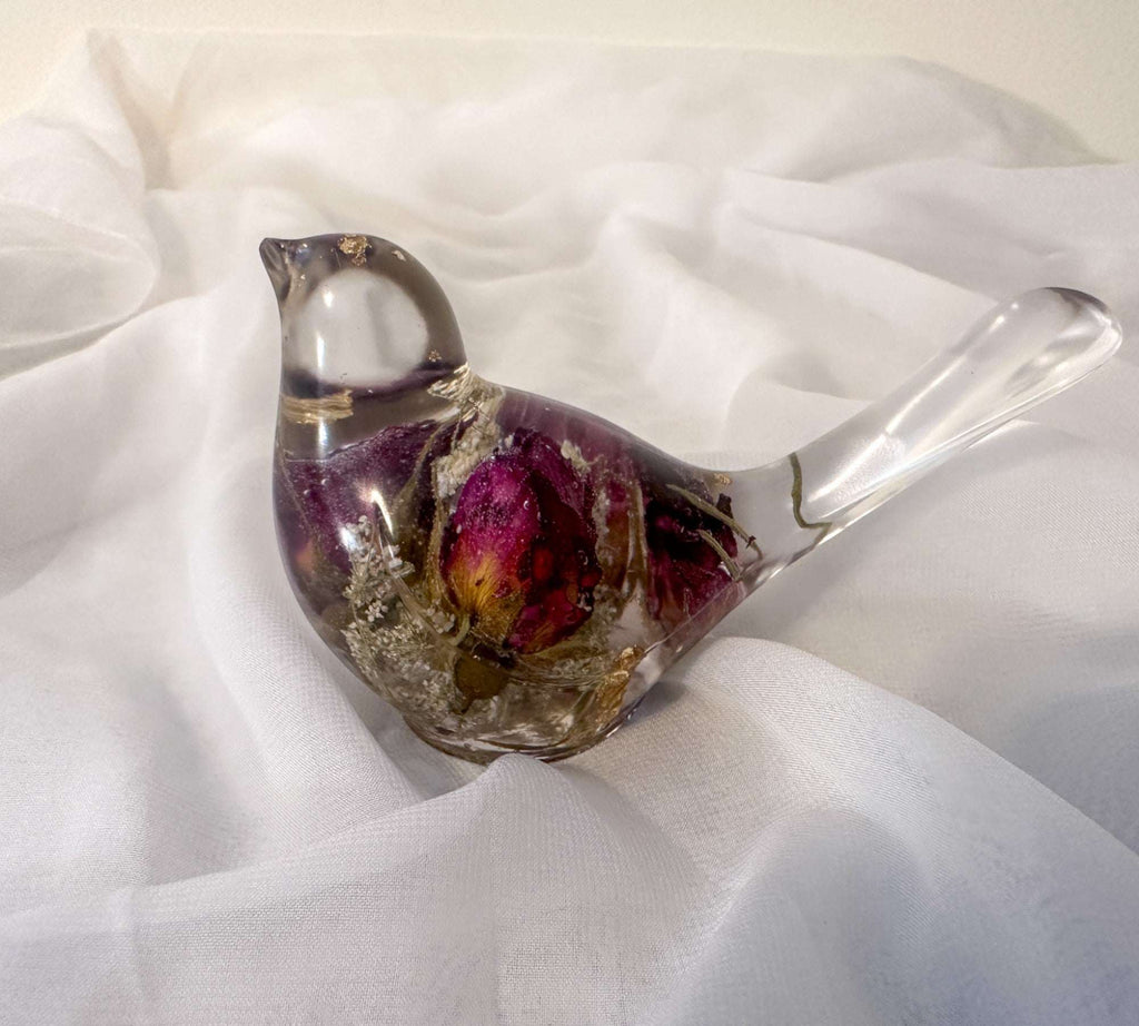 Oiseau chanteur floral - Décoration d'oiseau en résine faite à la main pour jardin de roses éternelles