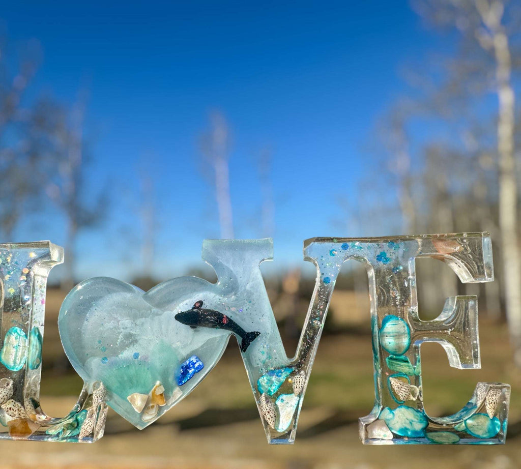 Oceans Embrace - Décoration artisanale avec mots d'amour et coquillages véritables