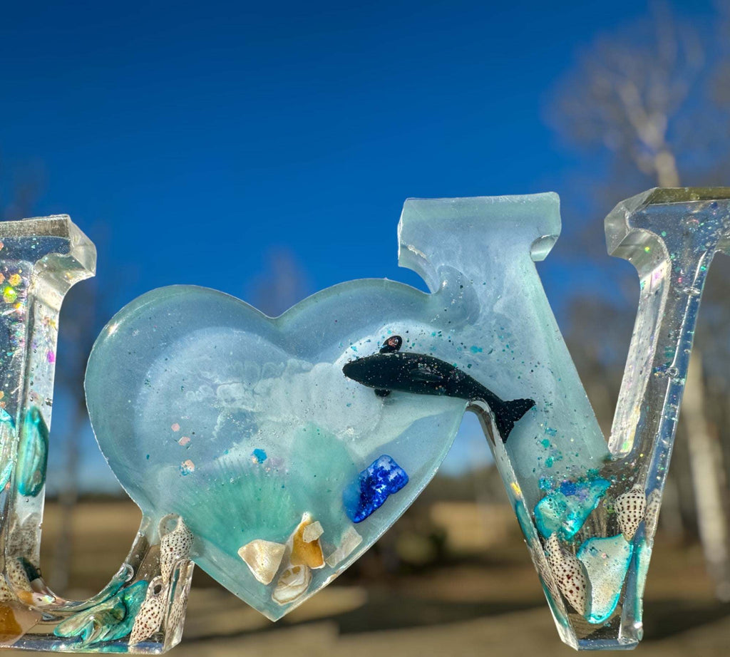 Oceans Embrace - Décoration artisanale avec mots d'amour et coquillages véritables