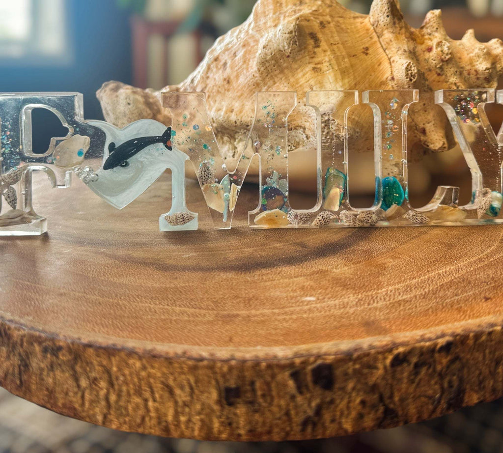 FAMILLE et coquillages - Panneau décoratif autoportant inspiré de l'océan