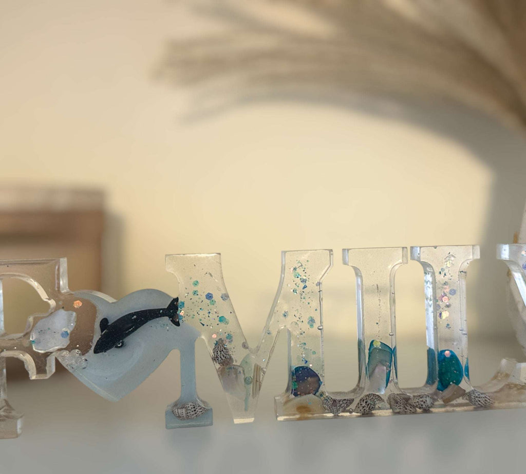 FAMILLE et coquillages - Panneau décoratif autoportant inspiré de l'océan