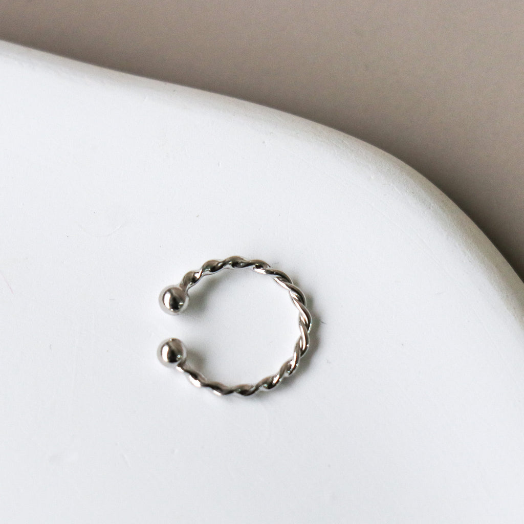 Twisted Ear Cuff - Silver